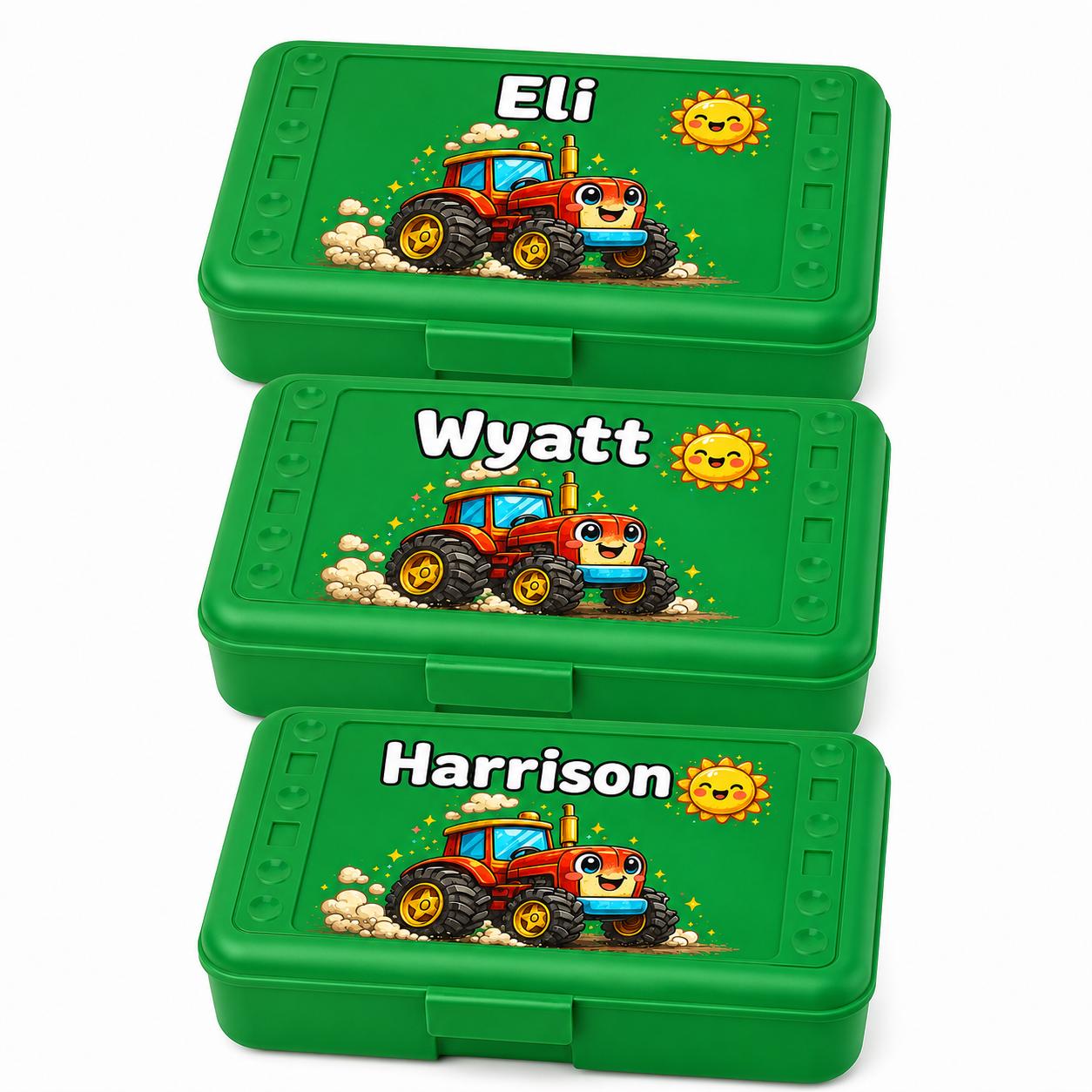 Personalized Tractor Pencil Box, Custom Name School Supply Box for Kids, Kindergarten Boy Back to School Gift, Farm Pencil Case, UV Printed