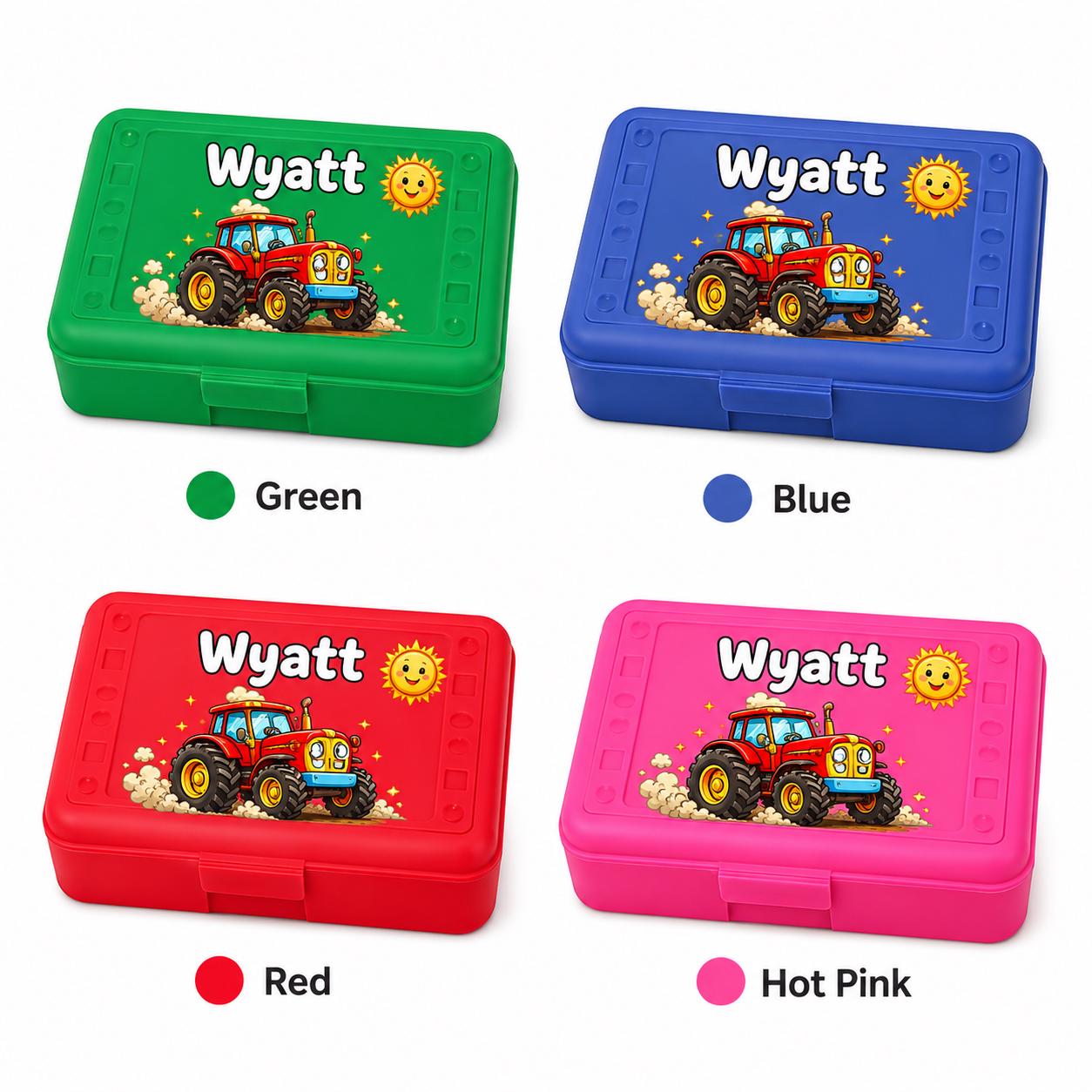 Personalized Tractor Pencil Box, Custom Name School Supply Box for Kids, Kindergarten Boy Back to School Gift, Farm Pencil Case, UV Printed