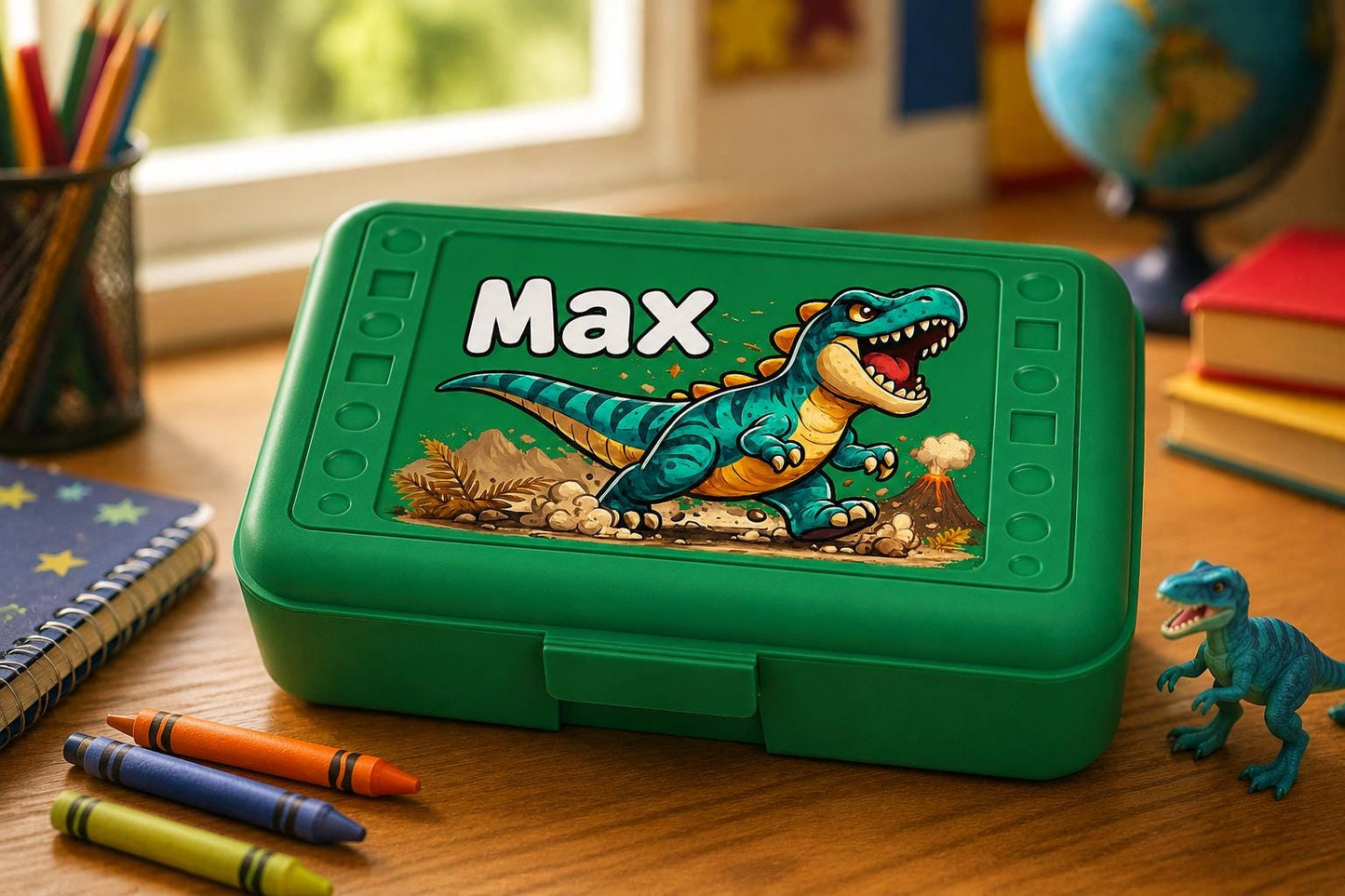 Personalized Dinosaur Pencil Box, Custom Name School Supply Box for Kids, T-Rex Back to School Gift, Kindergarten Boy Pencil Case,UV Printed