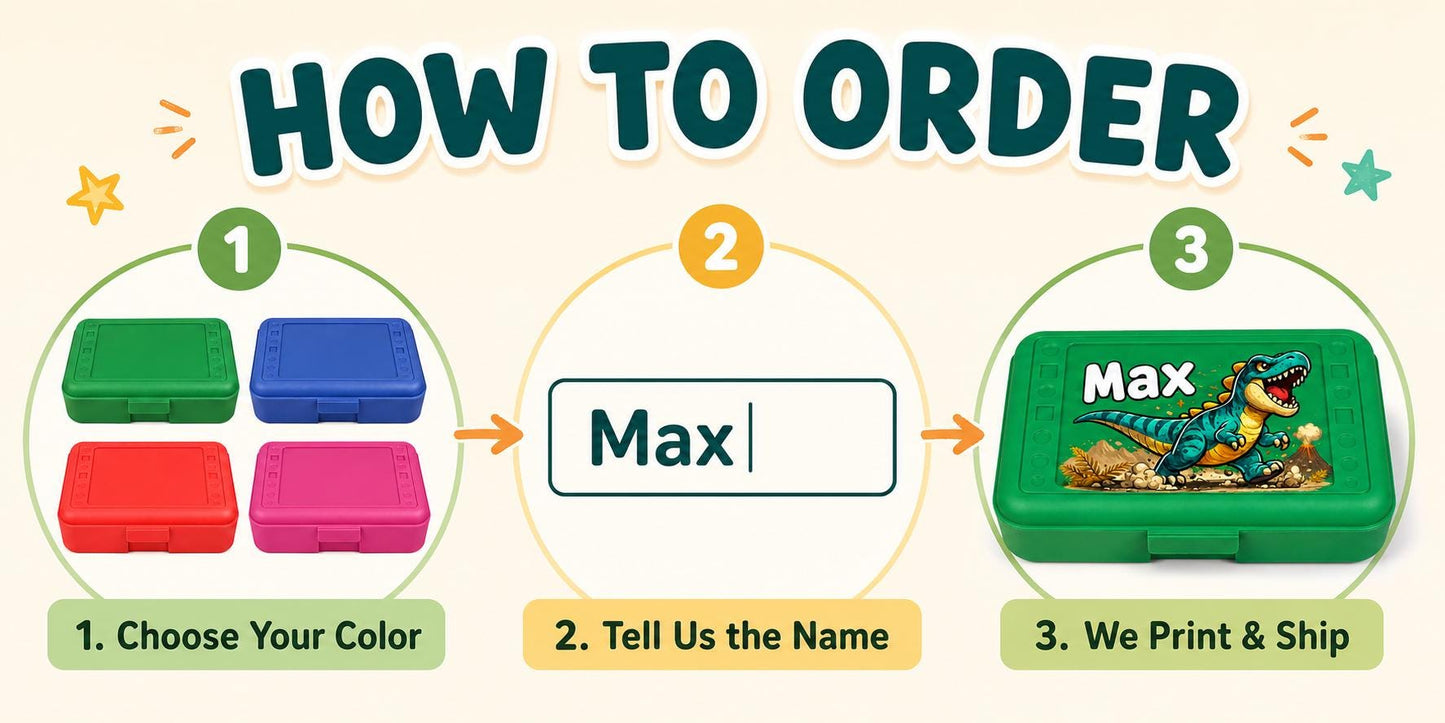 Personalized Dinosaur Pencil Box, Custom Name School Supply Box for Kids, T-Rex Back to School Gift, Kindergarten Boy Pencil Case,UV Printed