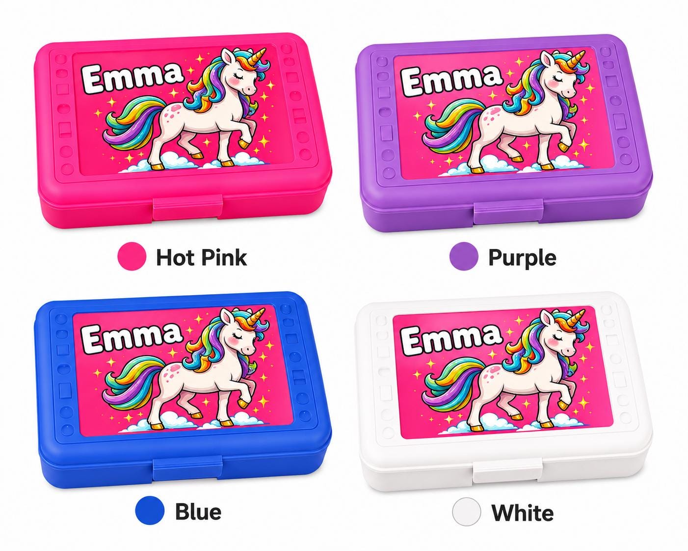 Personalized Unicorn Pencil Box, Custom Name School Supply Box for Kids, Kindergarten Boy Back to School Gift, Unicorn Pencil Case, Art Box
