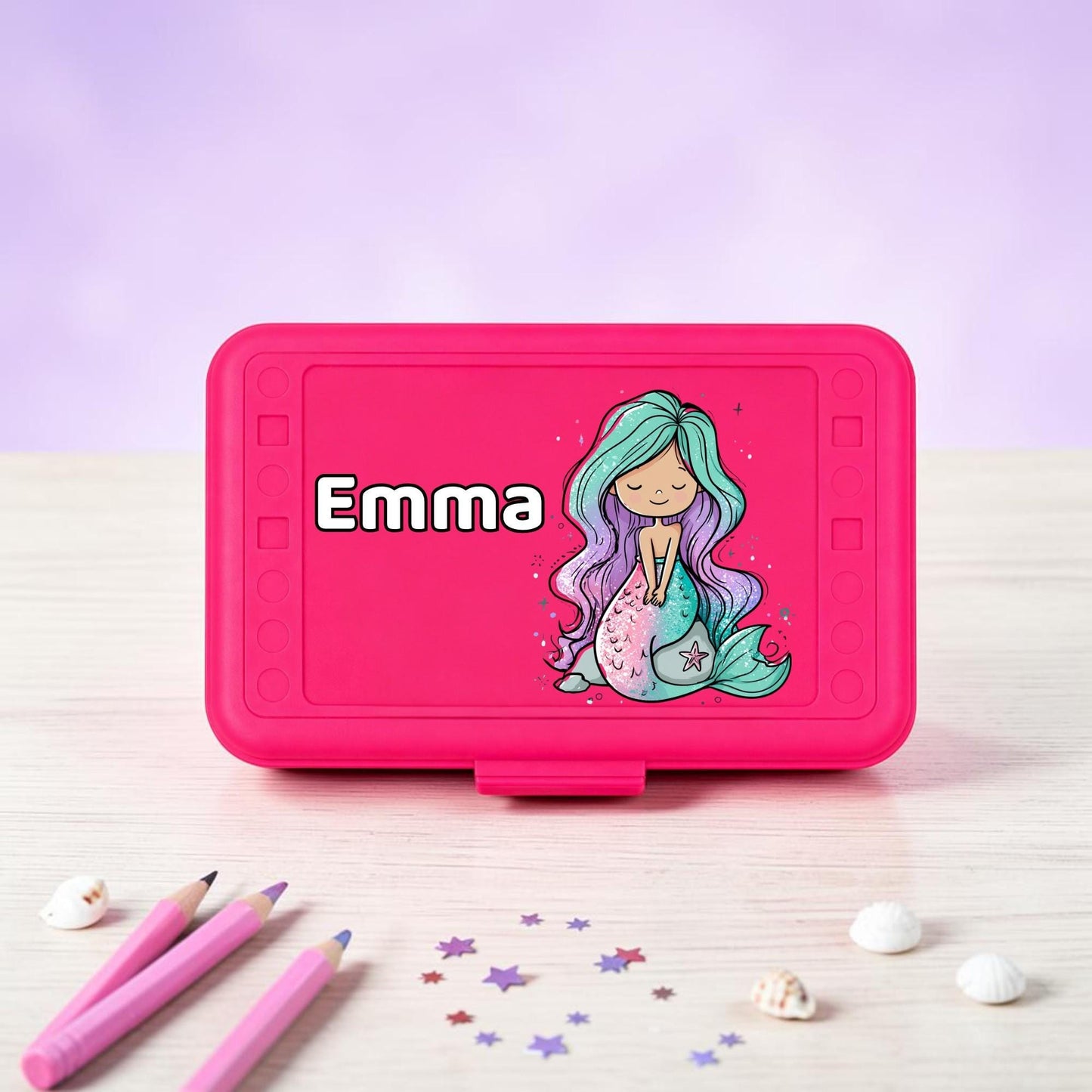Personalized Mermaid Pencil Box, Custom Name Pencil Case for Girls, Back to School Supplies, Kindergarten Gift, Choose Your Name Color