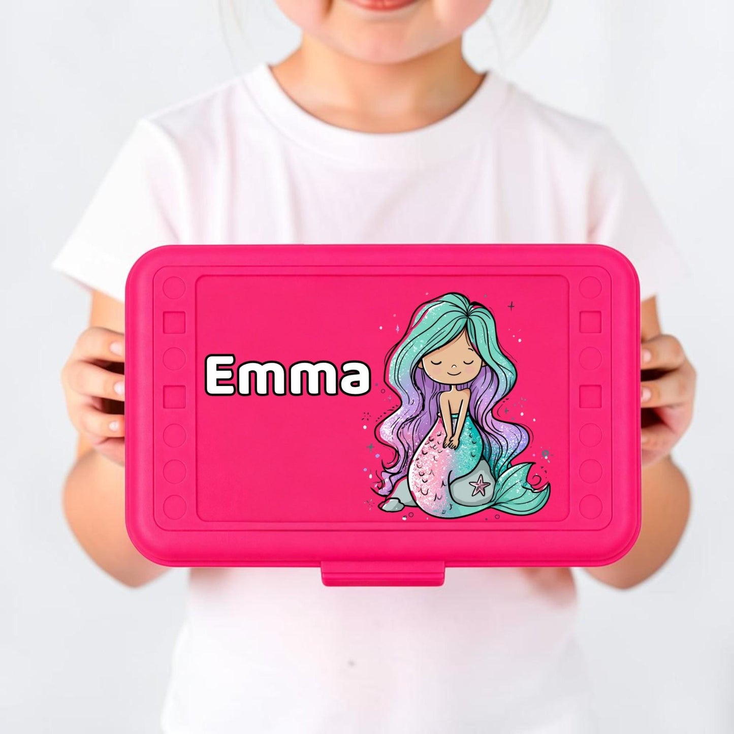 Personalized Mermaid Pencil Box, Custom Name Pencil Case for Girls, Back to School Supplies, Kindergarten Gift, Choose Your Name Color