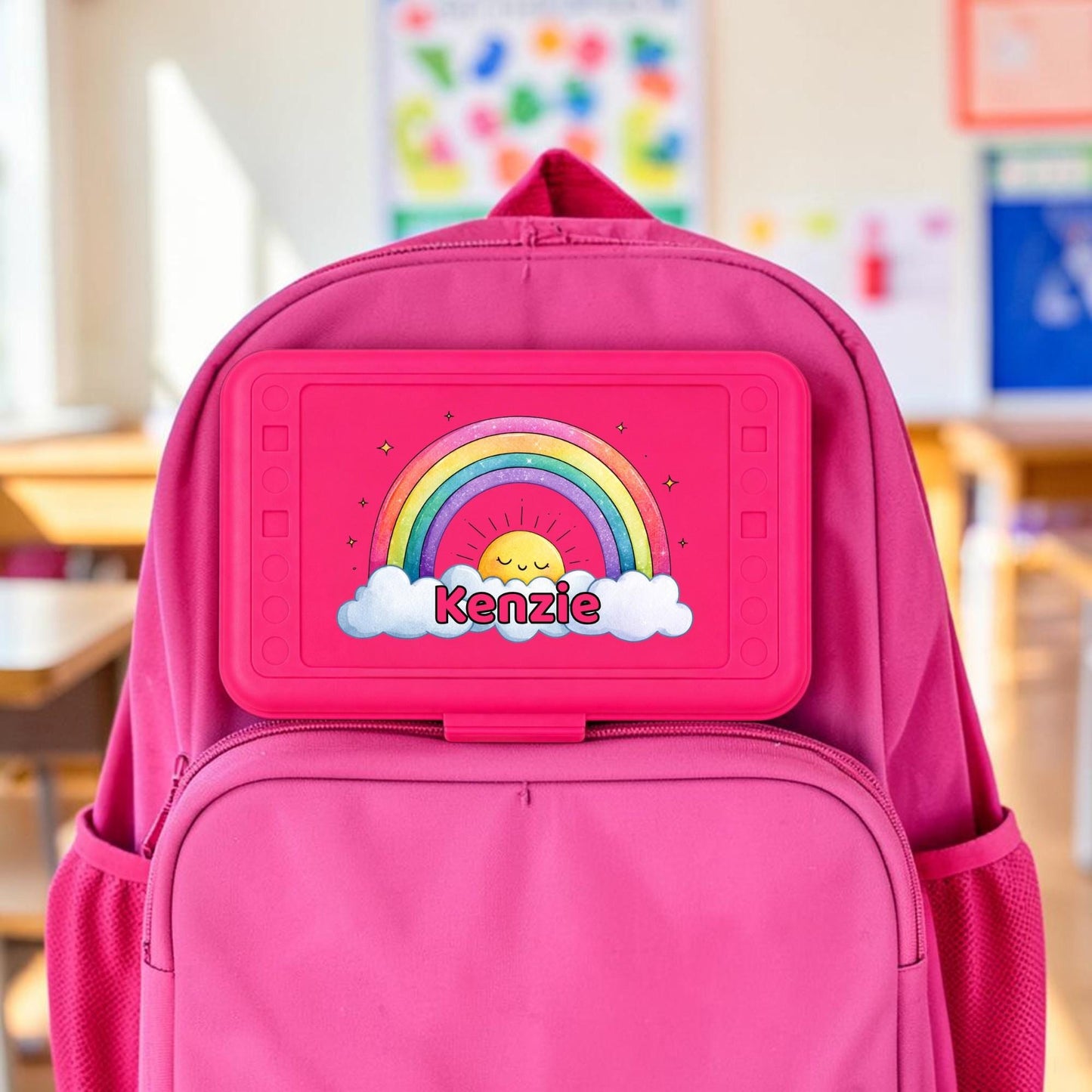 Personalized Rainbow Pencil Box, Custom Name Pencil Case, Back to School Girl, Preschool Supply Box, Choose Your Name Color