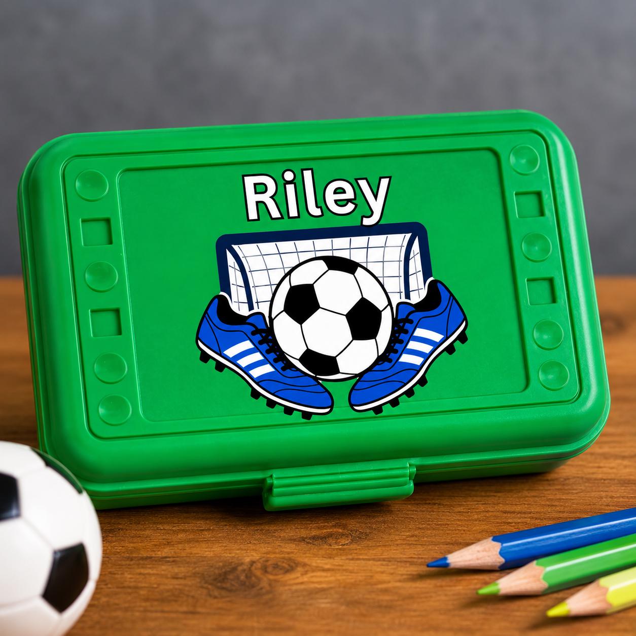 Personalized Soccer Pencil Box, Custom Name School Supply Box for Kids, Soccer Gift for Boys and Girls, Back to School Case, UV Printed