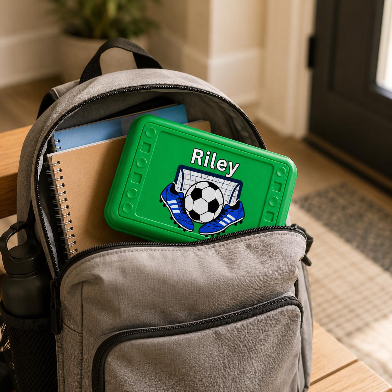 Personalized Soccer Pencil Box, Custom Name School Supply Box for Kids, Soccer Gift for Boys and Girls, Back to School Case, UV Printed