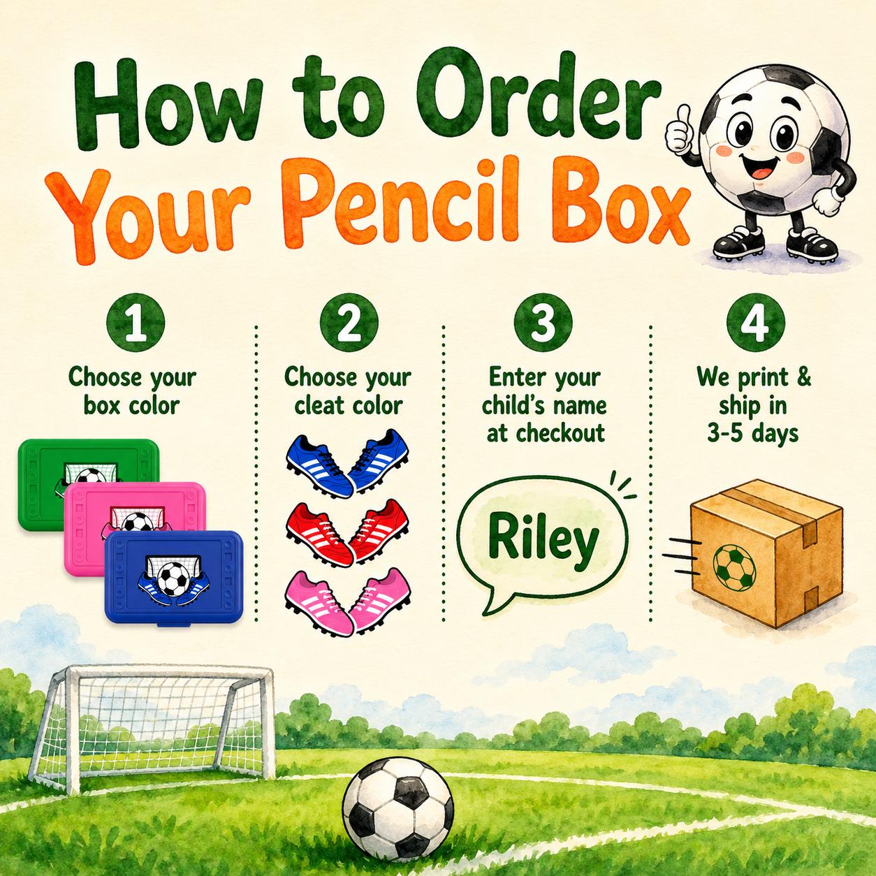 Personalized Soccer Pencil Box, Custom Name School Supply Box for Kids, Soccer Gift for Boys and Girls, Back to School Case, UV Printed