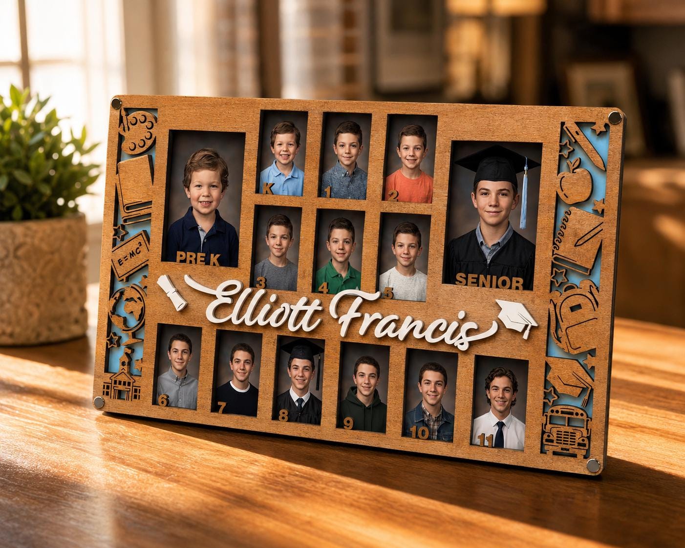 School Year Photo Frame, Pre-K to Senior Picture Frame, Personalized Kids Milestone Keepsake, Graduation Gift, Grandparent Gift, Photo Gift