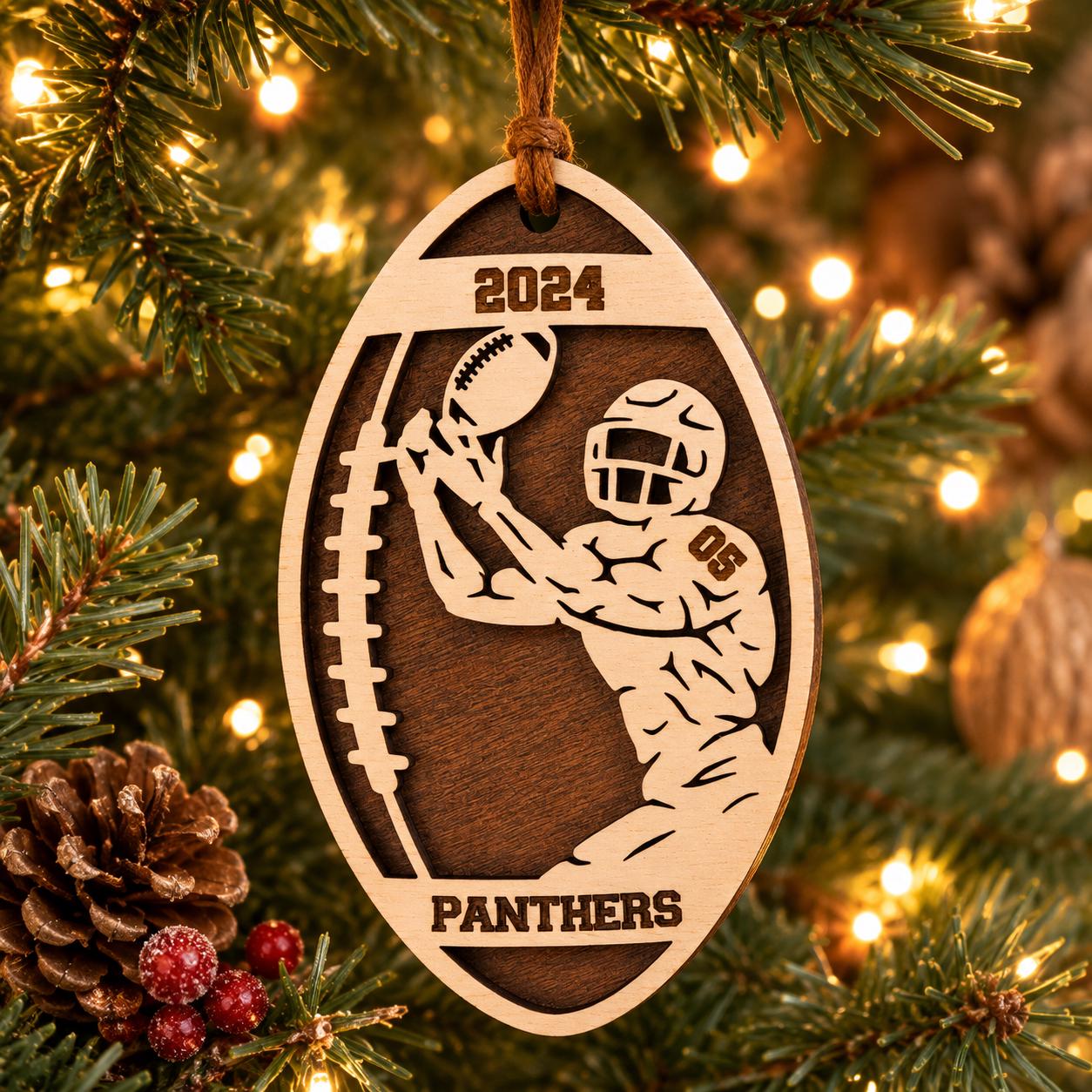 Personalized Football Ornament, Custom Football Player Christmas Ornament, Kids Football Gift, Boy Football Keepsake, Team Coach Gift