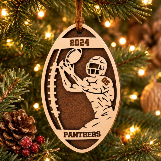 Personalized Football Ornament, Custom Football Player Christmas Ornament, Kids Football Gift, Boy Football Keepsake, Team Coach Gift