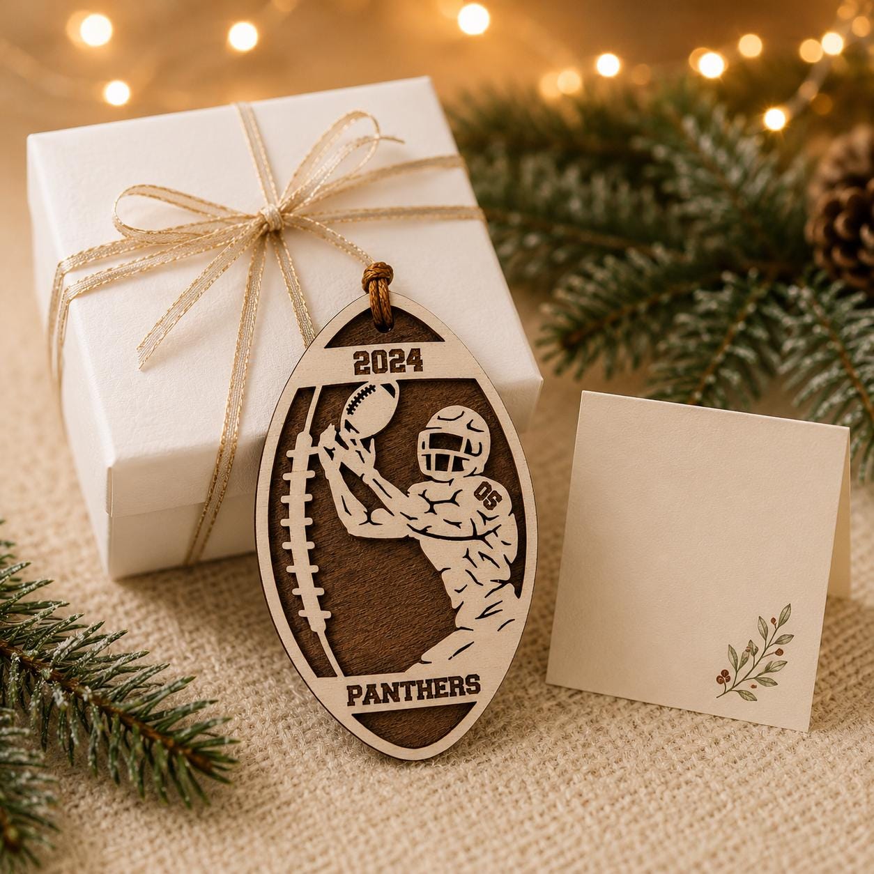 Personalized Football Ornament, Custom Football Player Christmas Ornament, Kids Football Gift, Boy Football Keepsake, Team Coach Gift