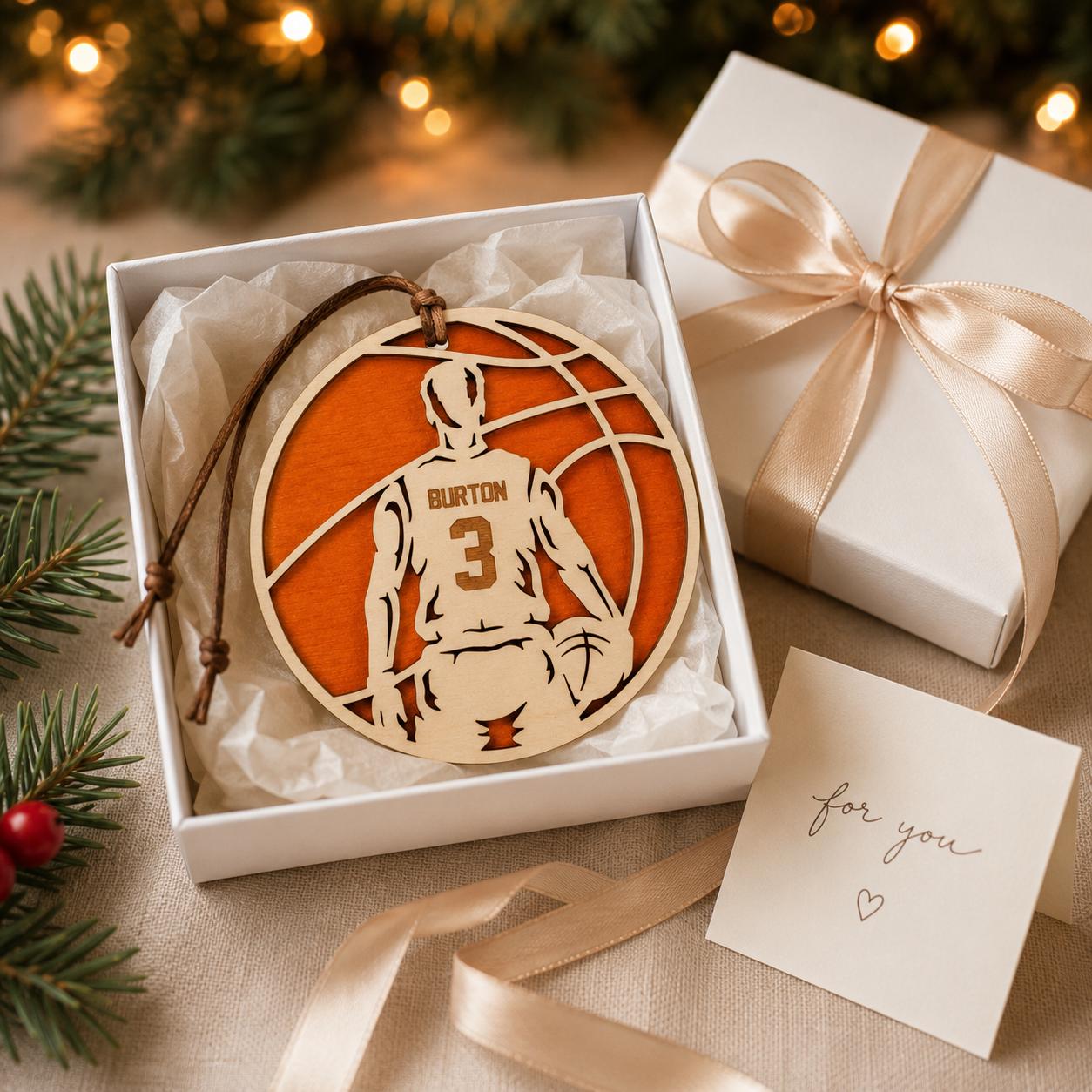 Personalized Basketball Ornament, Custom Basketball Player Christmas Ornament, Kids Basketball Gift, Athlete Keepsake, Team Coach Gift