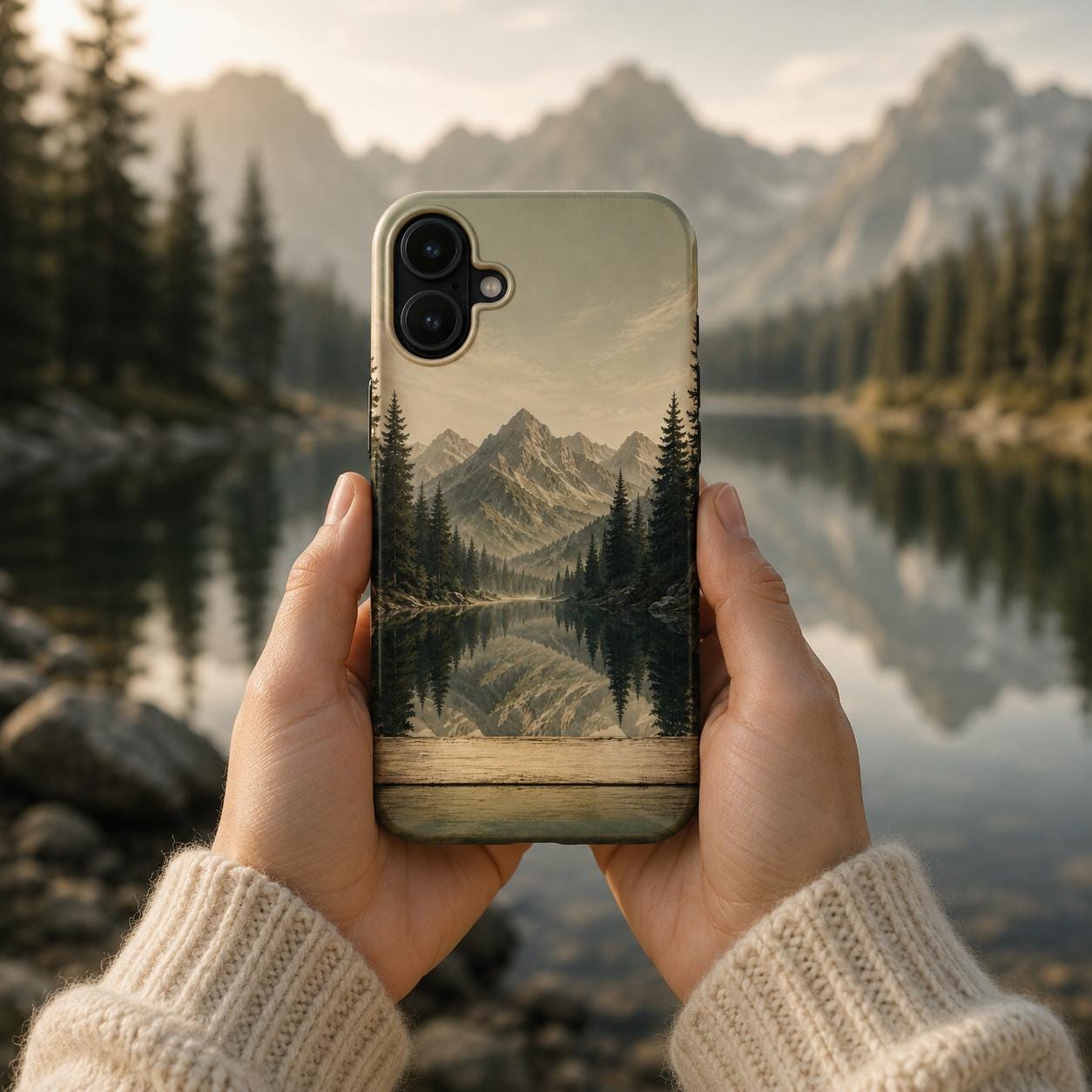 Personalized Lake Phone Case — Custom Name Tough Case iPhone Samsung — Nature Gift for Outdoor Lake Lover