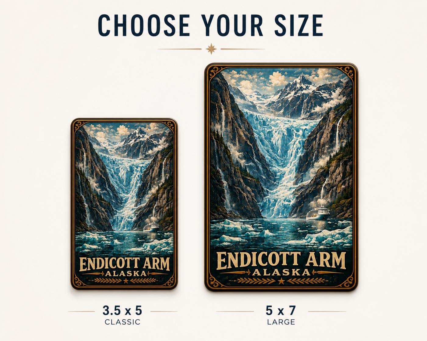 Endicott Arm Alaska Cruise Magnet, Vintage Travel Poster Magnet, Alaska Souvenir,Cruise Ship Door Magnet, Endicott Glacier, WPA Style Magnet