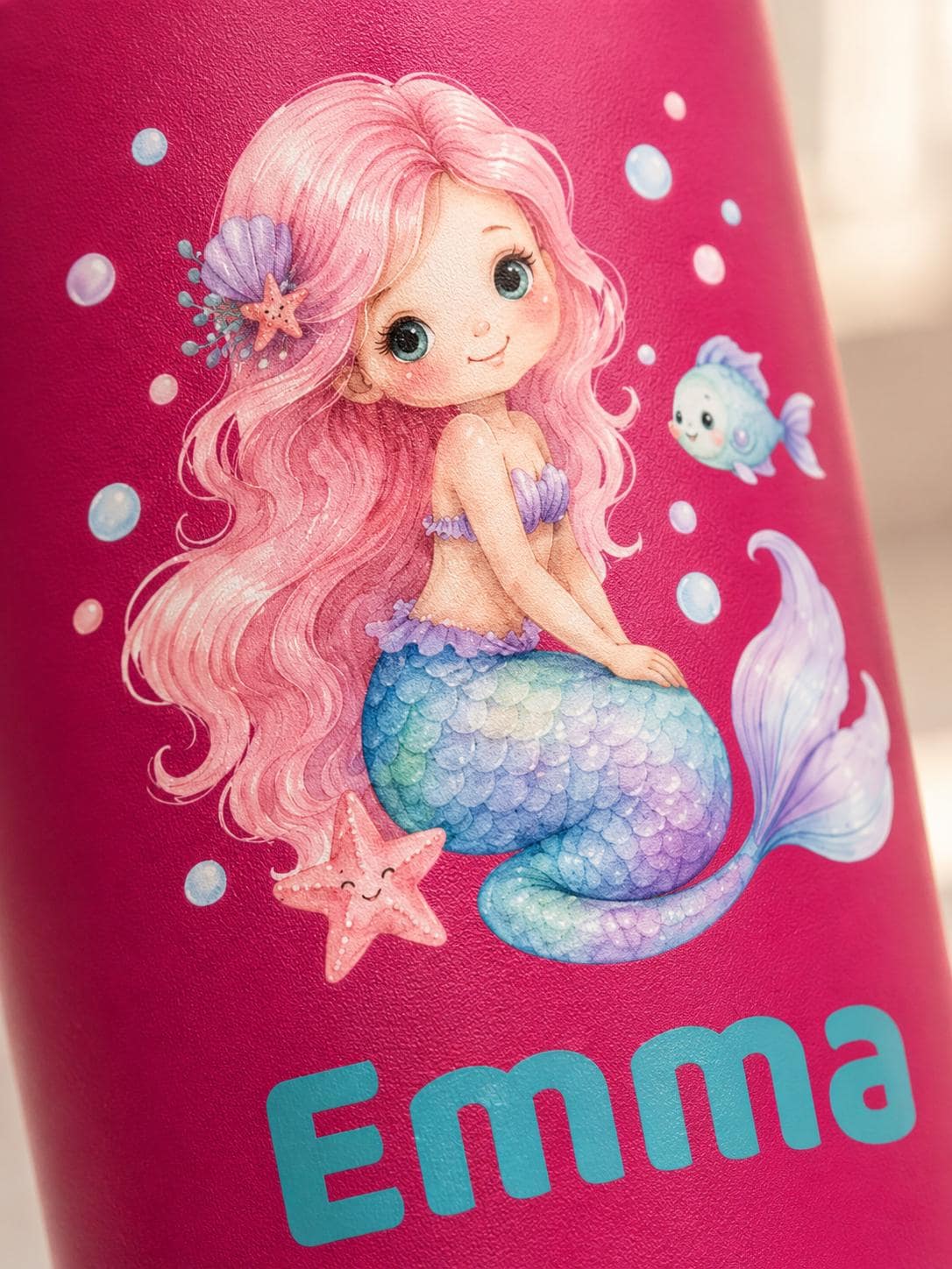 Mermaid Water Bottle for Girls, Kids Tumbler with Name, Back to School Cup, Personalized Toddler Girl Gift, Kindergarten Cup