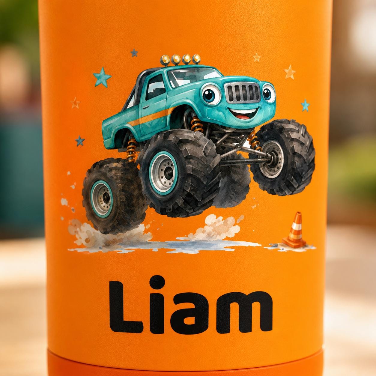 Big Truck Water Bottle for Boys, Kids Tumbler with Name, Back to School Cup, Personalized Toddler Boy Gift, Kindergarten Cup