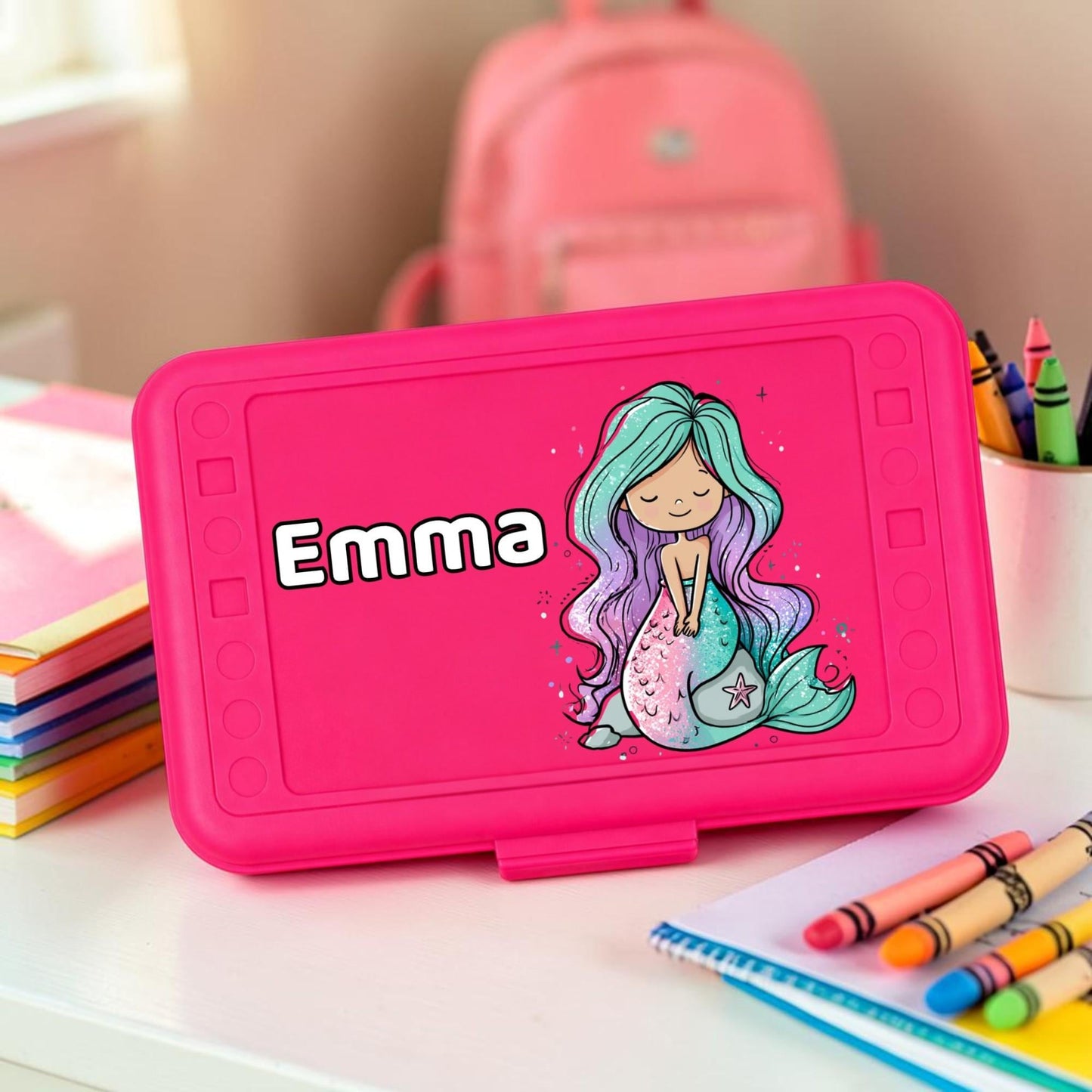Personalized Mermaid Pencil Box, Custom Name Pencil Case for Girls, Back to School Supplies, Kindergarten Gift, Choose Your Name Color