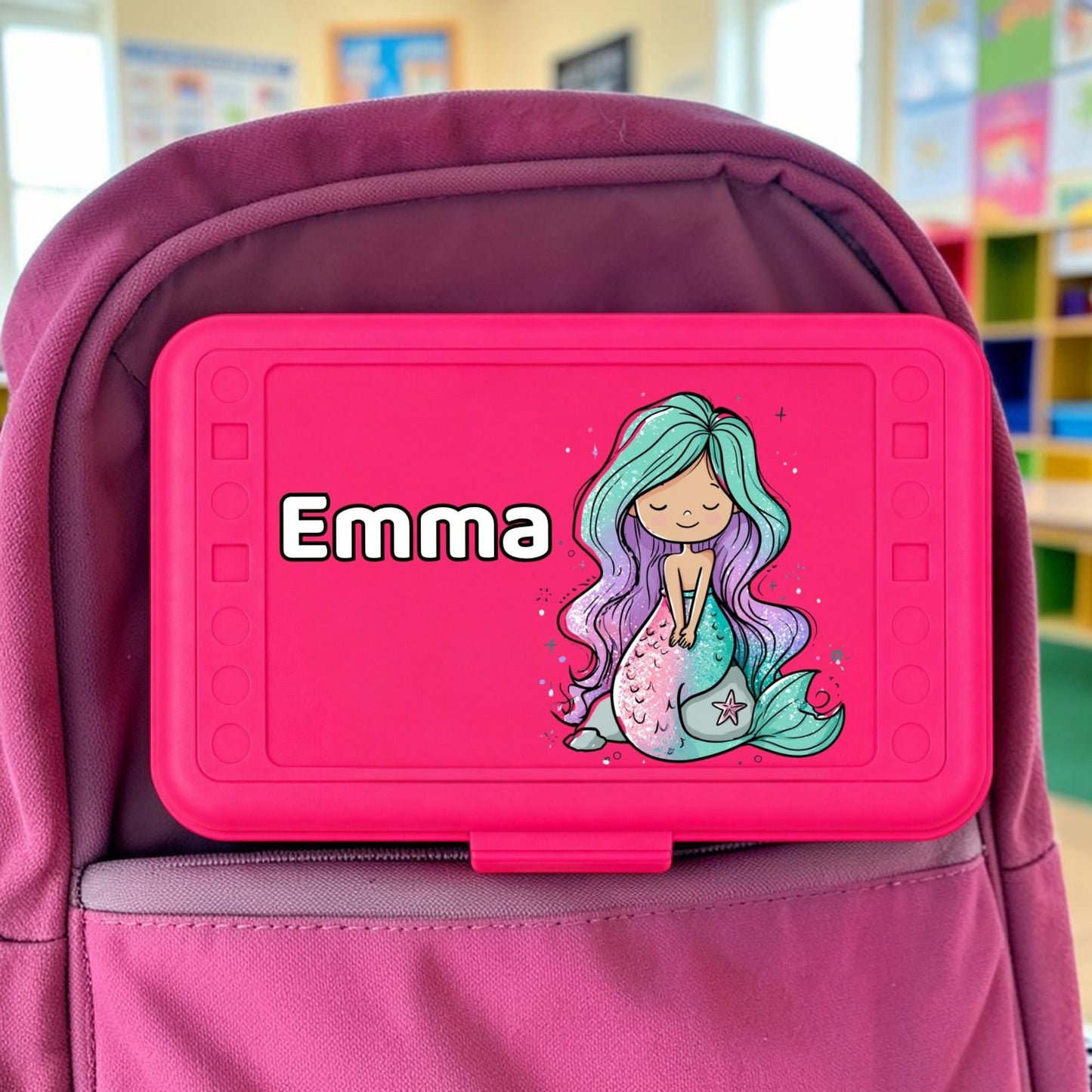 Personalized Mermaid Pencil Box, Custom Name Pencil Case for Girls, Back to School Supplies, Kindergarten Gift, Choose Your Name Color