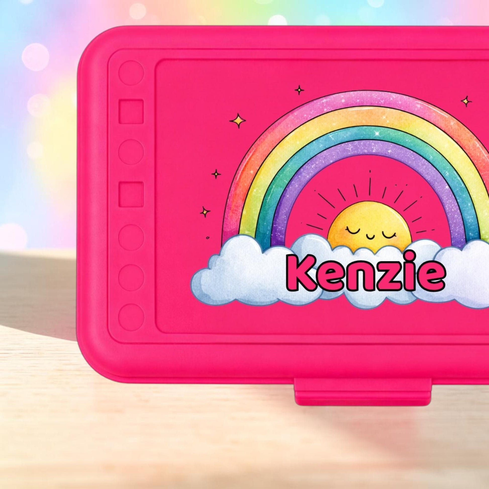 Personalized Rainbow Pencil Box, Custom Name Pencil Case, Back to School Girl, Preschool Supply Box, Choose Your Name Color