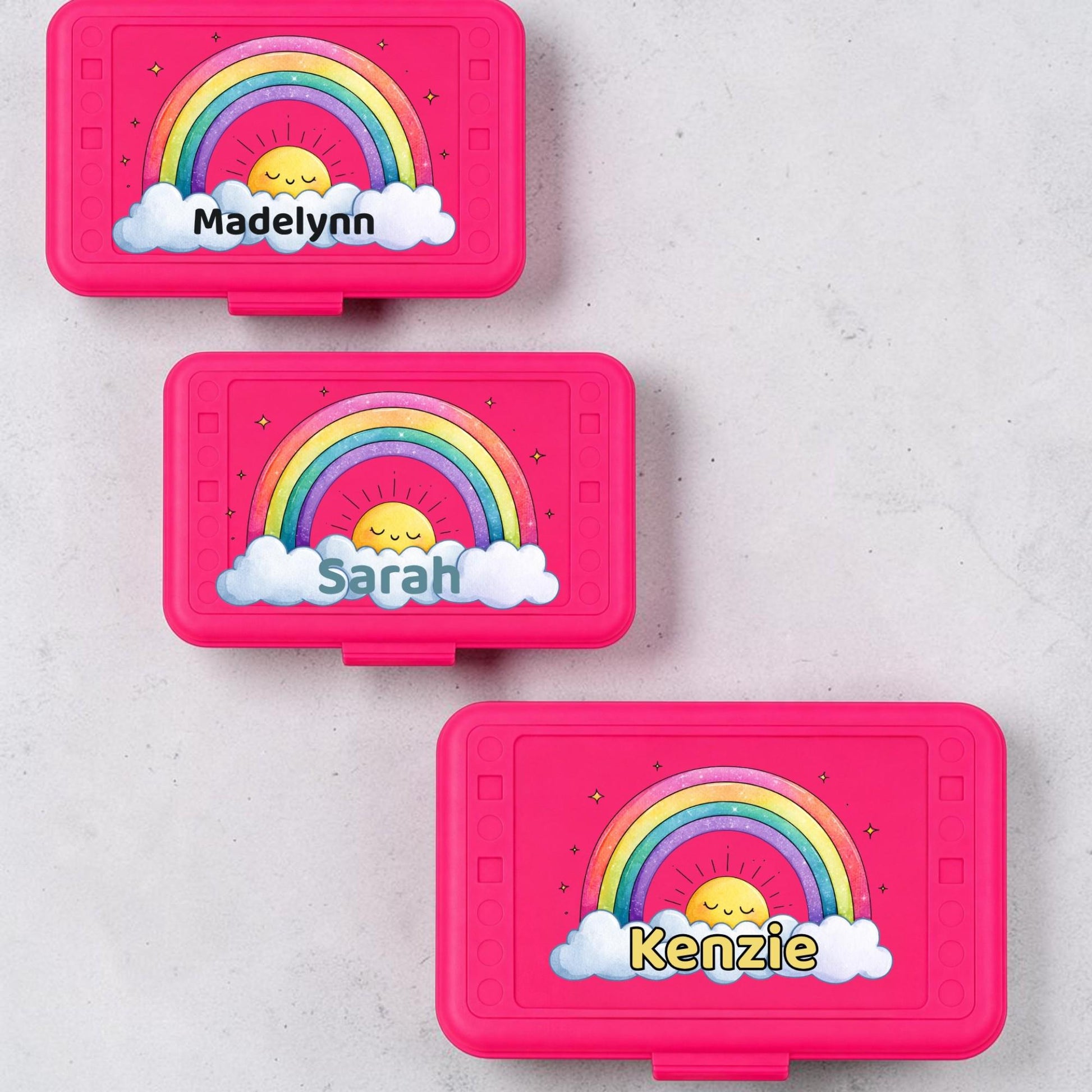 Personalized Rainbow Pencil Box, Custom Name Pencil Case, Back to School Girl, Preschool Supply Box, Choose Your Name Color