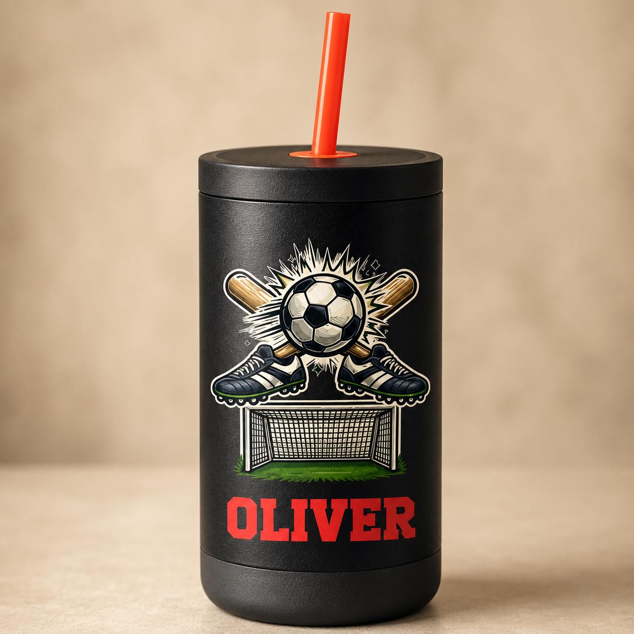 Personalized Soccer Tumbler for Kids | Custom Name Kids Cup with Straw | Toddler Sports Water Bottle | Boys Girls Gift | Back to School