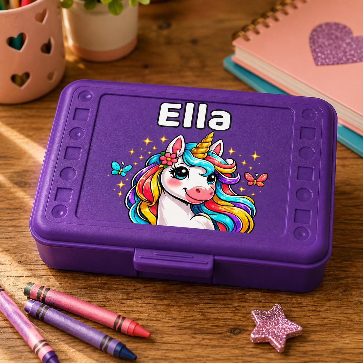 Unicorn Pencil Box Personalized, Custom Name Crayon Case for Girls, Unicorn Birthday Gift, Toddler Girl Christmas Gift, UV Printed