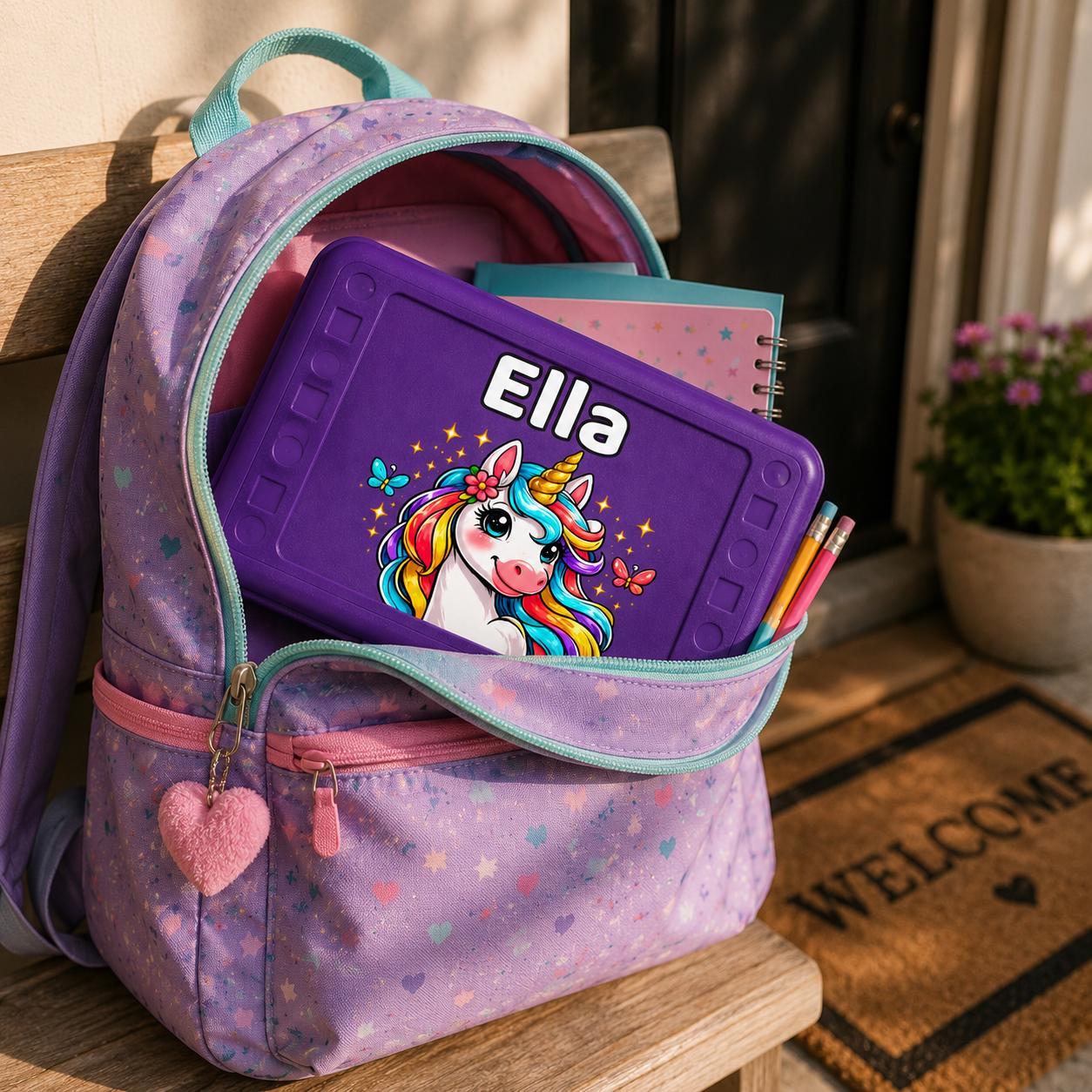 Unicorn Pencil Box Personalized, Custom Name Crayon Case for Girls, Unicorn Birthday Gift, Toddler Girl Christmas Gift, UV Printed