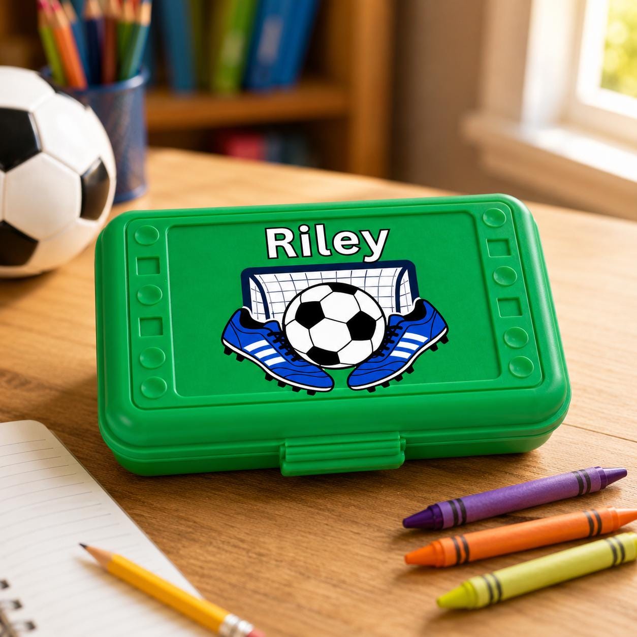 Personalized Soccer Pencil Box, Custom Name School Supply Box for Kids, Soccer Gift for Boys and Girls, Back to School Case, UV Printed