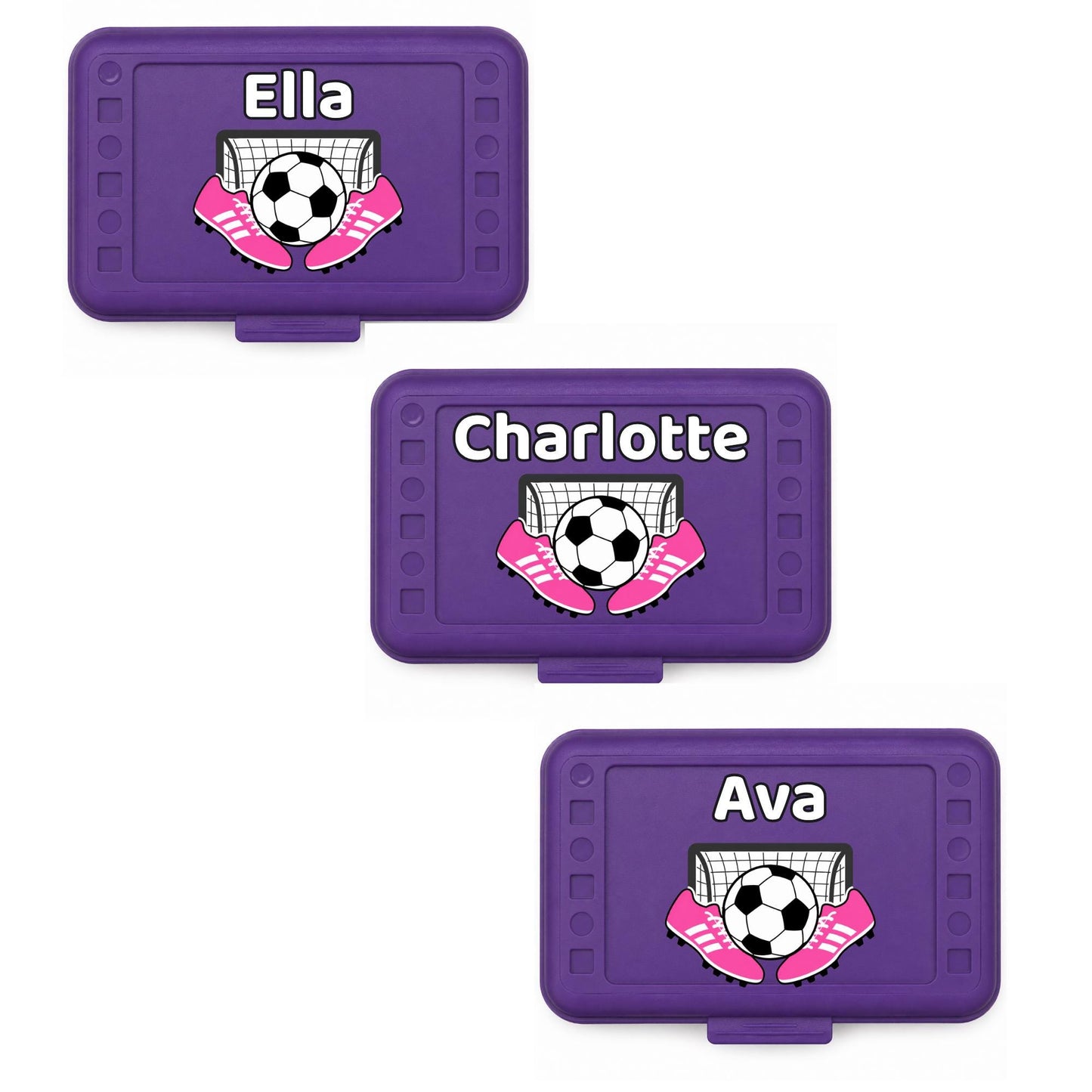 Personalized Soccer Pencil Box for Girls, Custom Name School Box, Soccer Girl Gift, Pink Back to School Supply Case, UV Printed