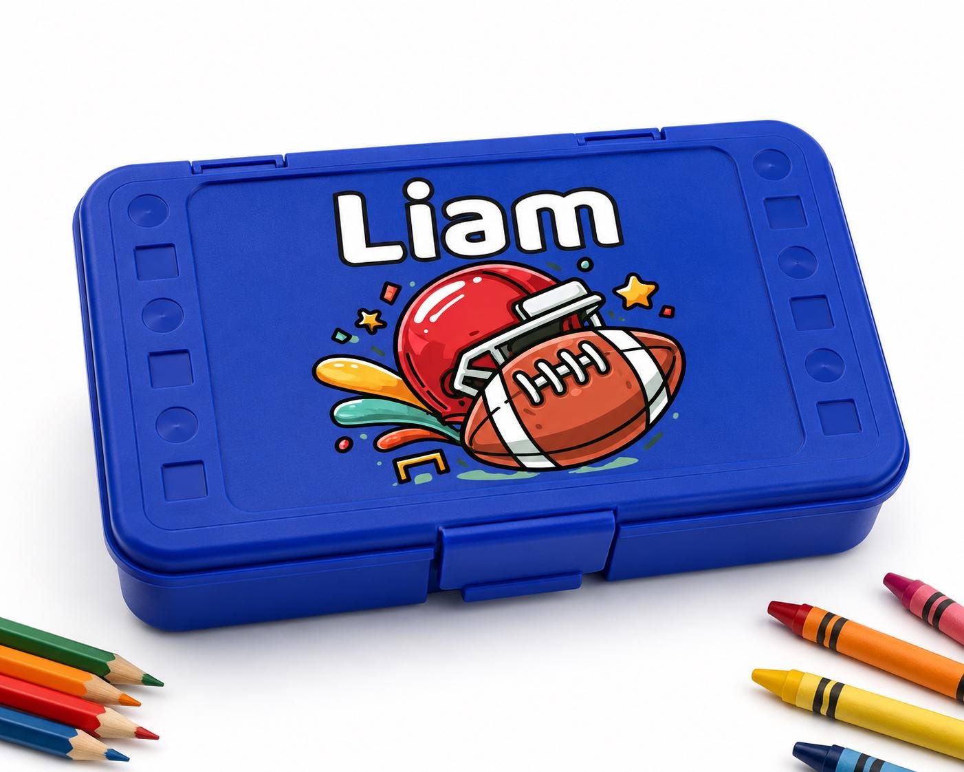 Personalized Football Pencil Box for Boys, Custom Name School Supply Box, Back to School Gift, Kids Football Gift, Kindergarten Pencil Case