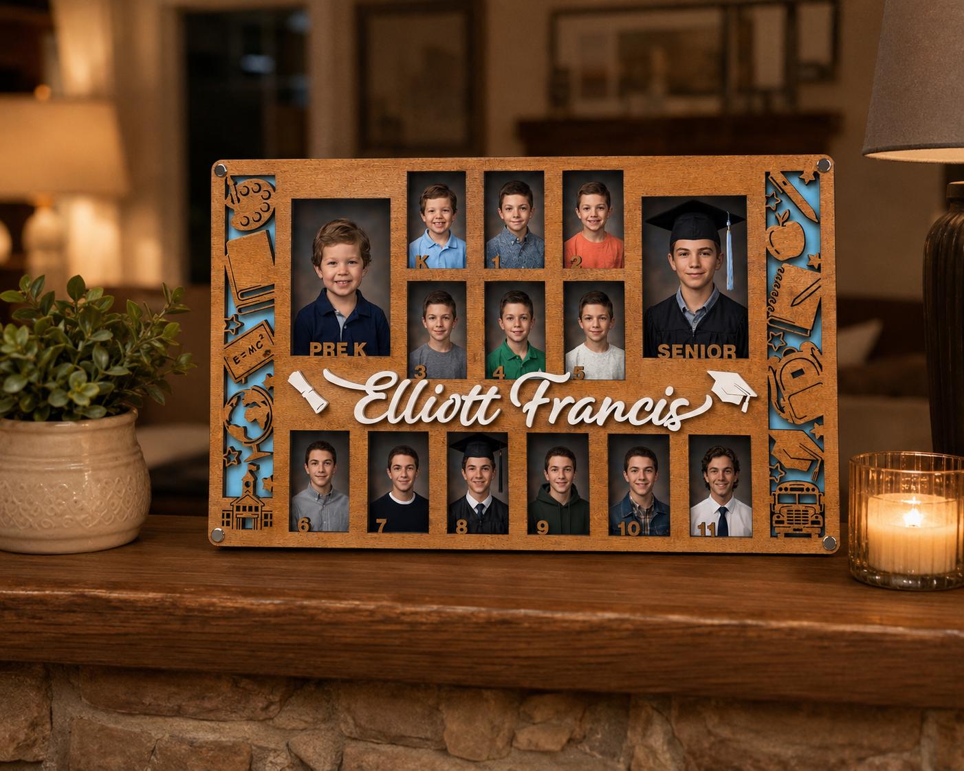 School Year Photo Frame, Pre-K to Senior Picture Frame, Personalized Kids Milestone Keepsake, Graduation Gift, Grandparent Gift, Photo Gift