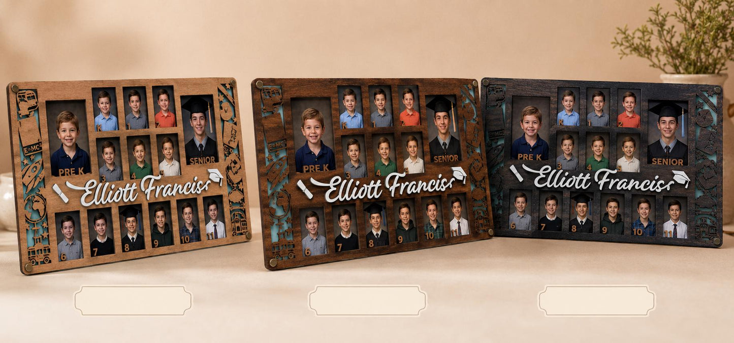 School Year Photo Frame, Pre-K to Senior Picture Frame, Personalized Kids Milestone Keepsake, Graduation Gift, Grandparent Gift, Photo Gift