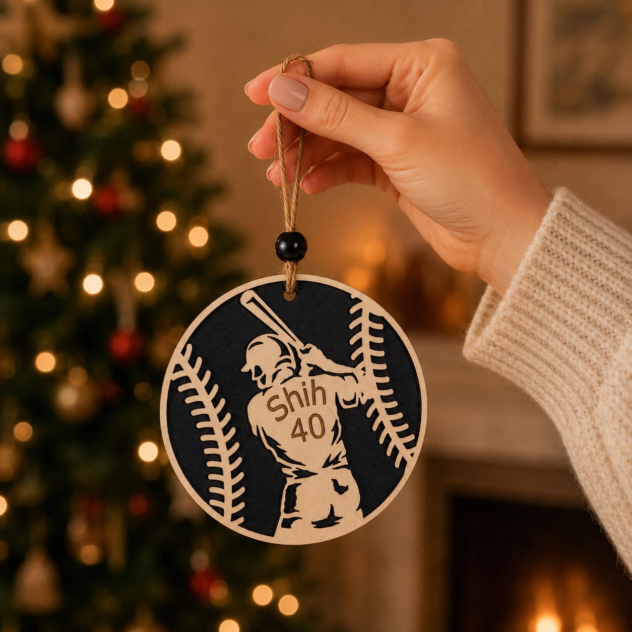 Personalized Baseball Ornament, Custom Baseball Player Christmas Ornament, Kids Baseball Gift, Boy Girl Softball Keepsake, Team Coach Gift
