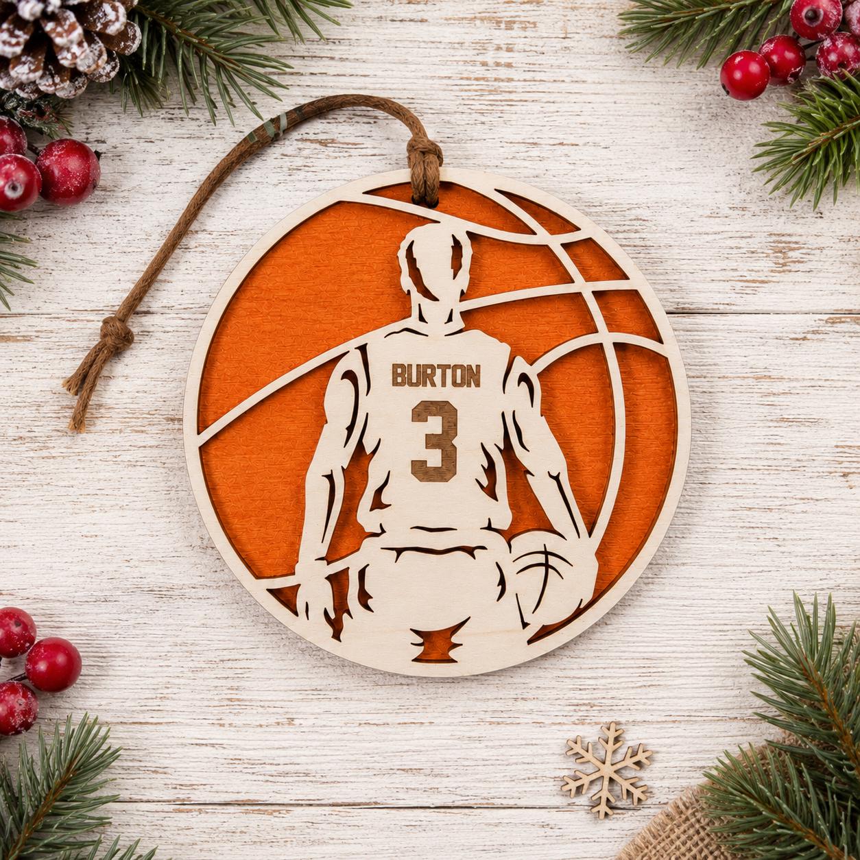 Personalized Basketball Ornament, Custom Basketball Player Christmas Ornament, Kids Basketball Gift, Athlete Keepsake, Team Coach Gift