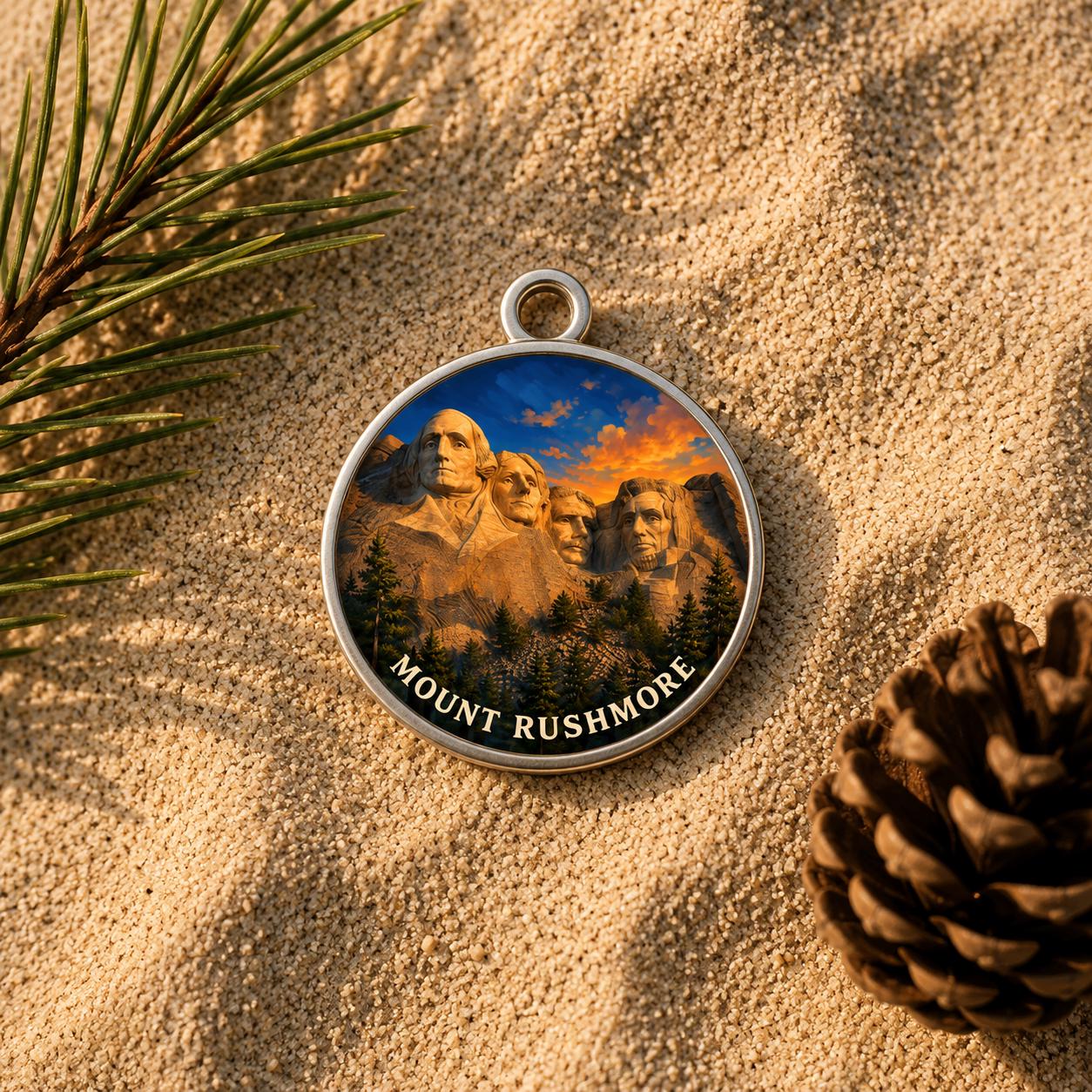 Mount Rushmore Keychain, National Memorial Charm Keychain, Personalized Engraved Gift, South Dakota Souvenir, Adventure Travel Gift