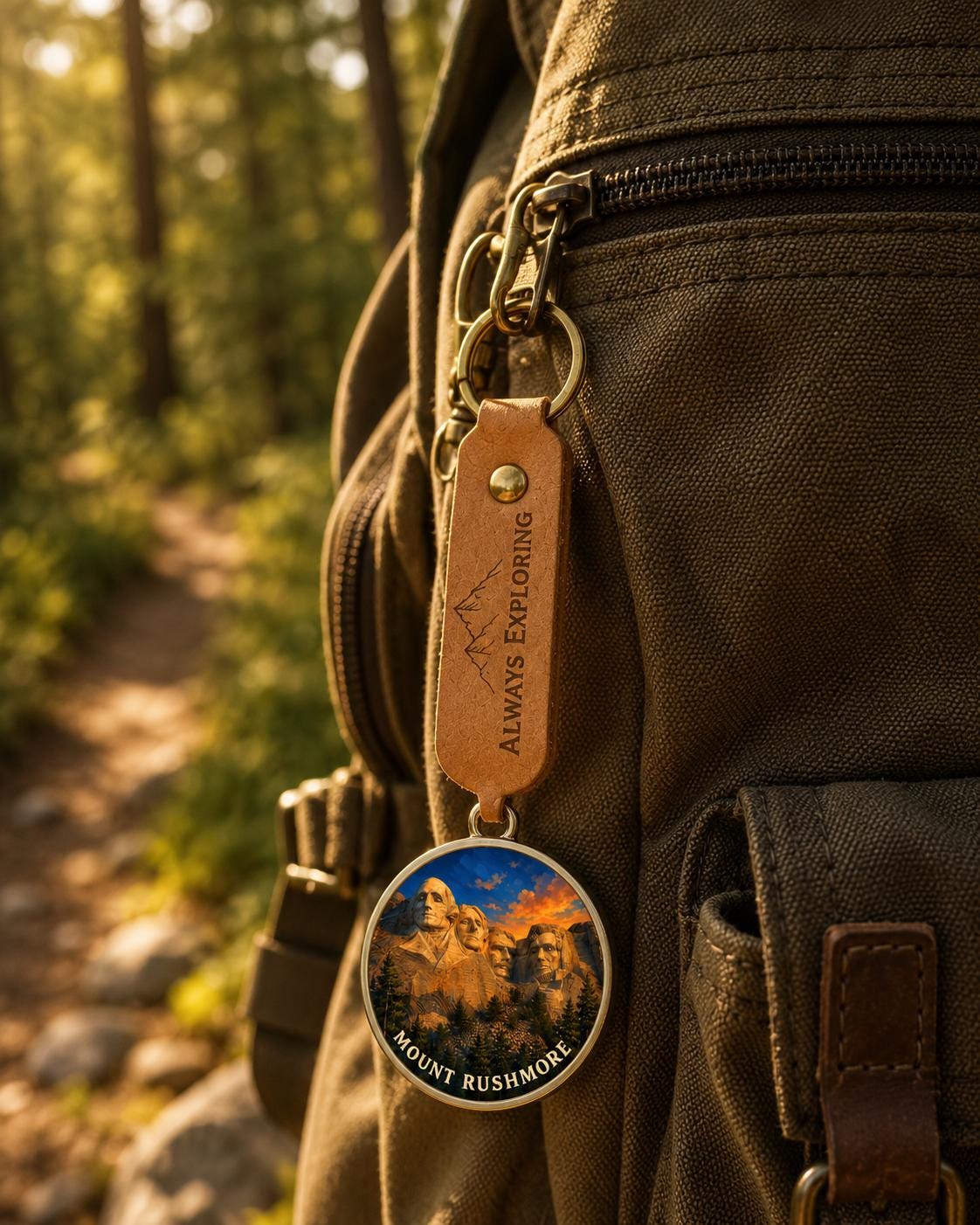 Mount Rushmore Keychain, National Memorial Charm Keychain, Personalized Engraved Gift, South Dakota Souvenir, Adventure Travel Gift
