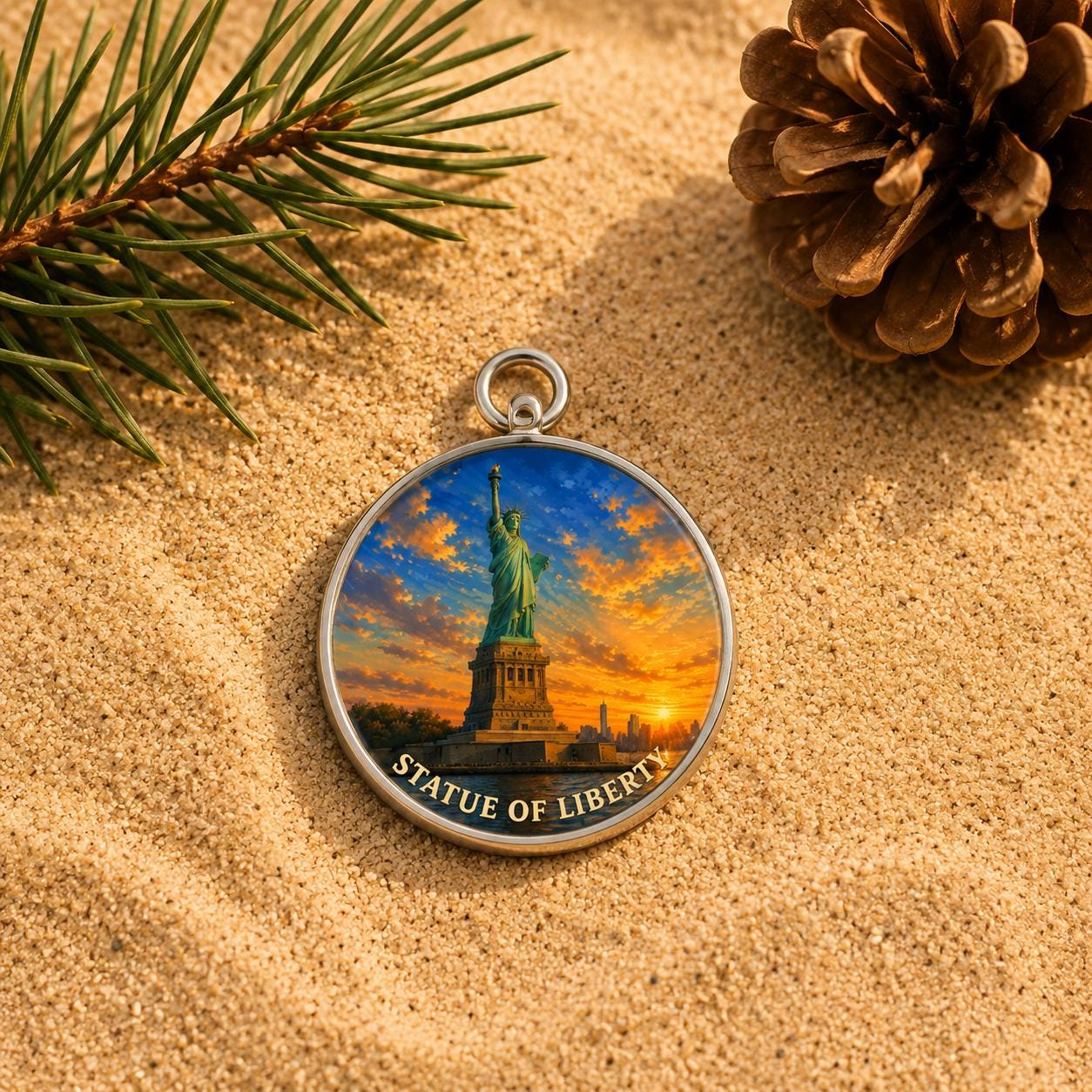 Statue of Liberty Keychain, National Monument Charm Keychain, Personalized Engraved Gift, New York Souvenir, Adventure Travel Gift