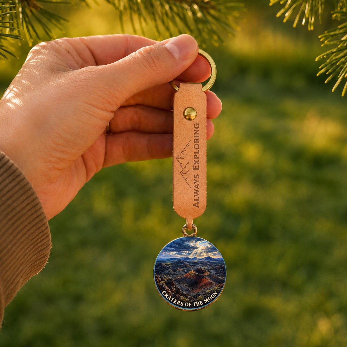 Craters of the Moon Keychain, National Monument Charm Keychain, Personalized Engraved Gift, Idaho Souvenir, Adventure Travel Gift