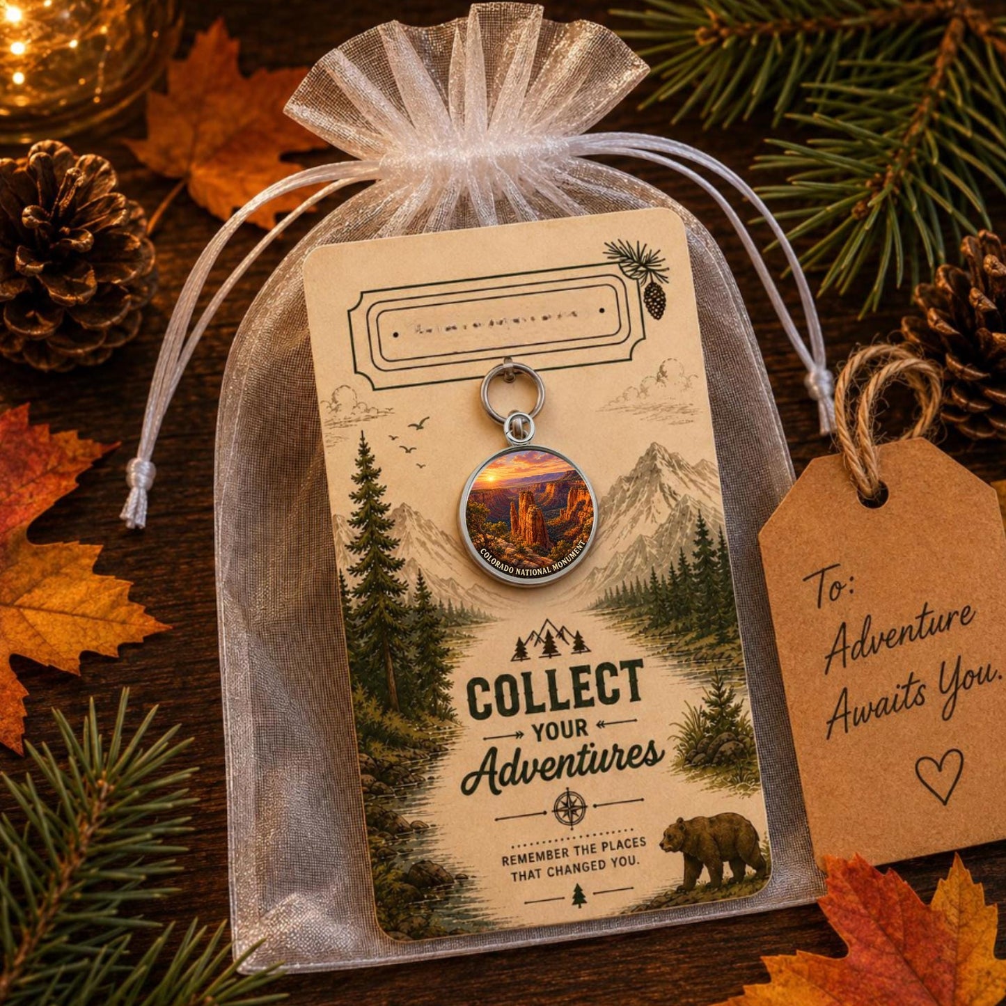 Colorado National Monument Keychain, Charm Keychain, Personalized Engraved Gift, Colorado Canyon Souvenir, Adventure Travel Gift
