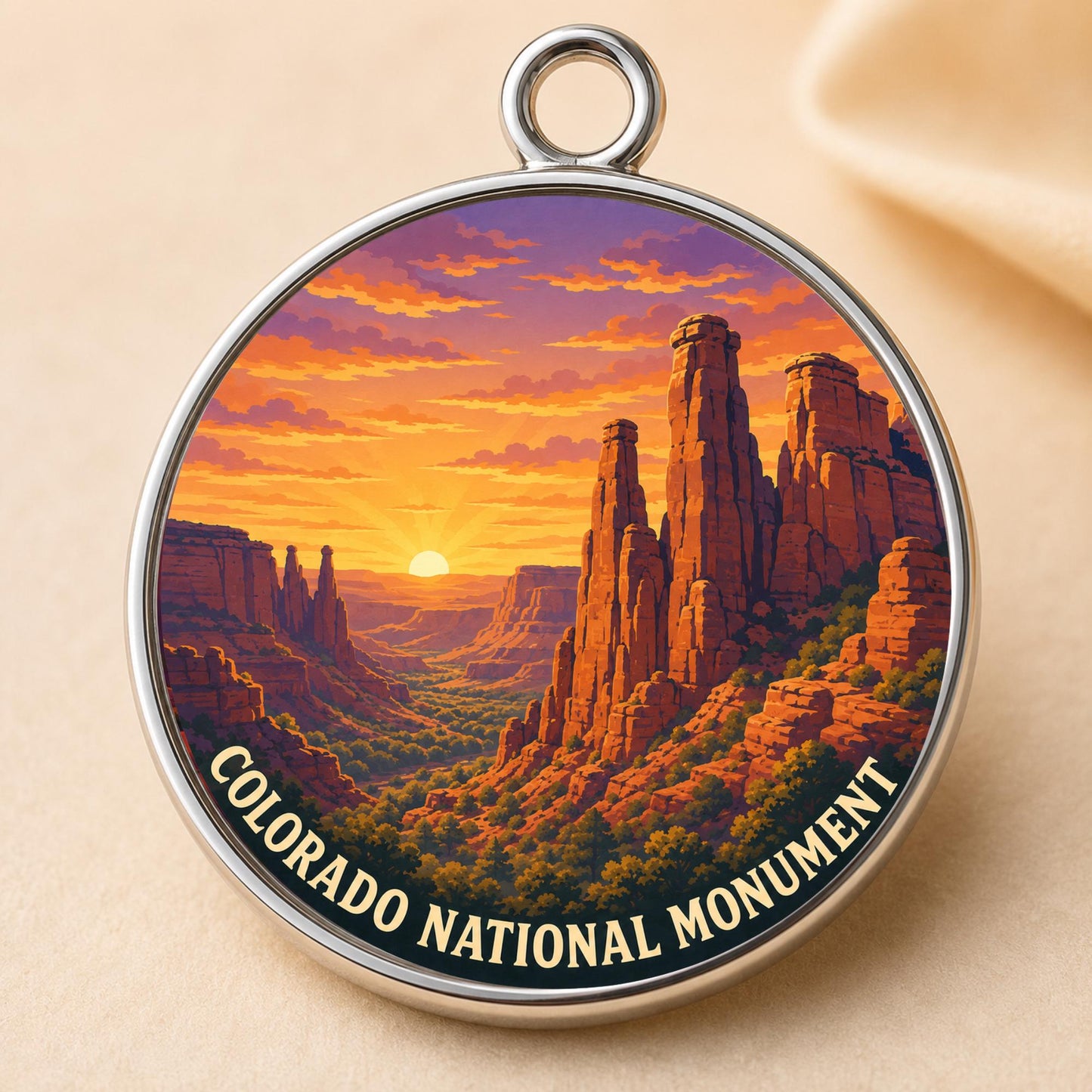 Colorado National Monument Keychain, Charm Keychain, Personalized Engraved Gift, Colorado Canyon Souvenir, Adventure Travel Gift