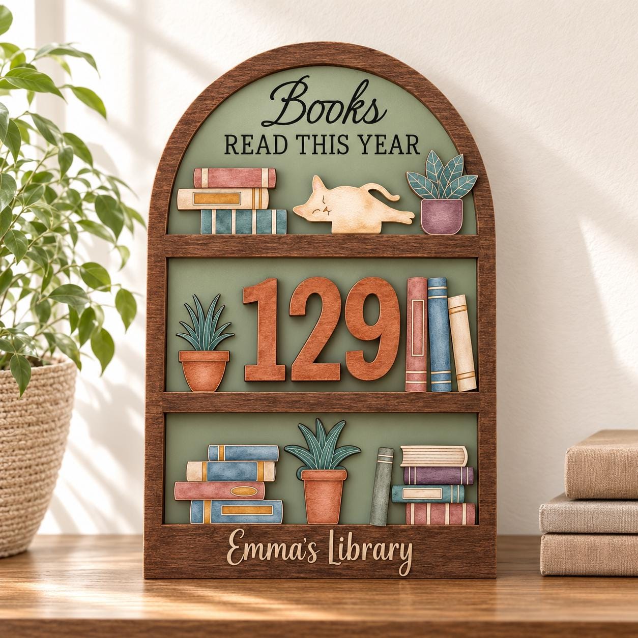 Personalized Reading Tracker | Wooden Books Read This Year Sign | Book Goal Tracker | Reader Gift | Librarian Gift | Book Lover Gift