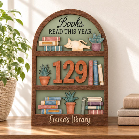 Personalized Reading Tracker | Wooden Books Read This Year Sign | Book Goal Tracker | Reader Gift | Librarian Gift | Book Lover Gift