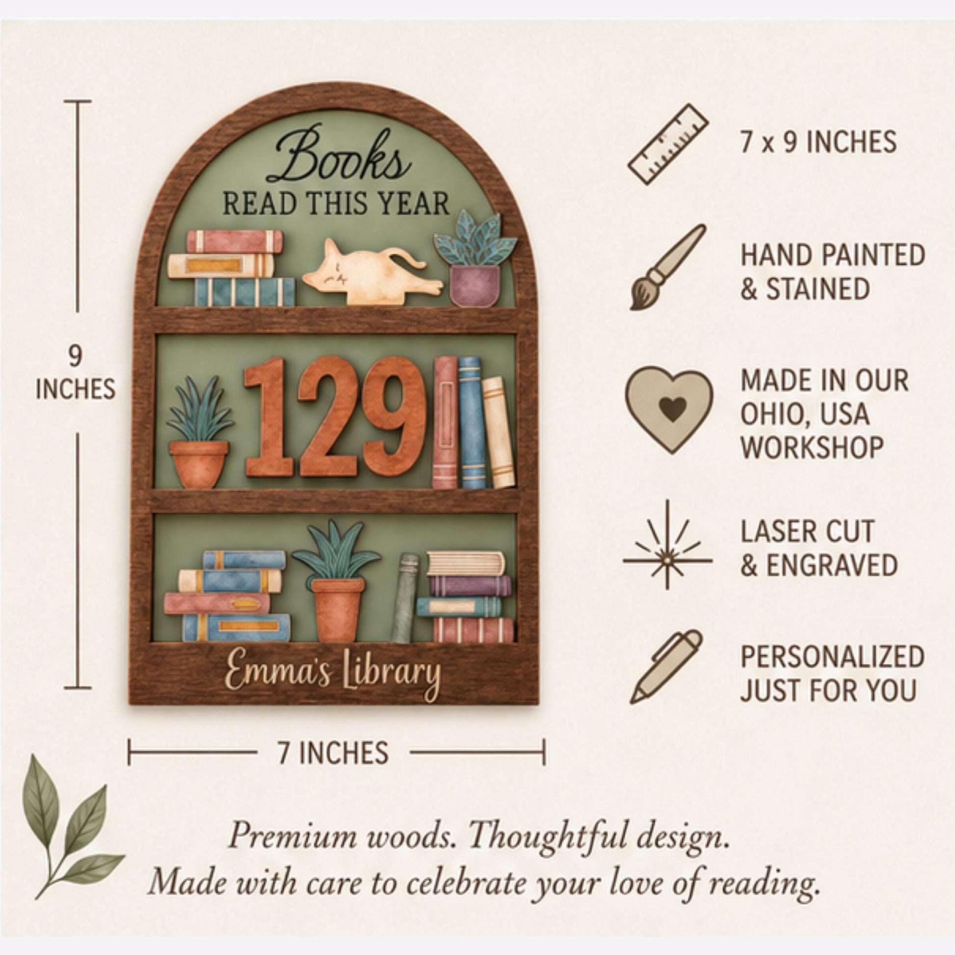 Personalized Reading Tracker | Wooden Books Read This Year Sign | Book Goal Tracker | Reader Gift | Librarian Gift | Book Lover Gift