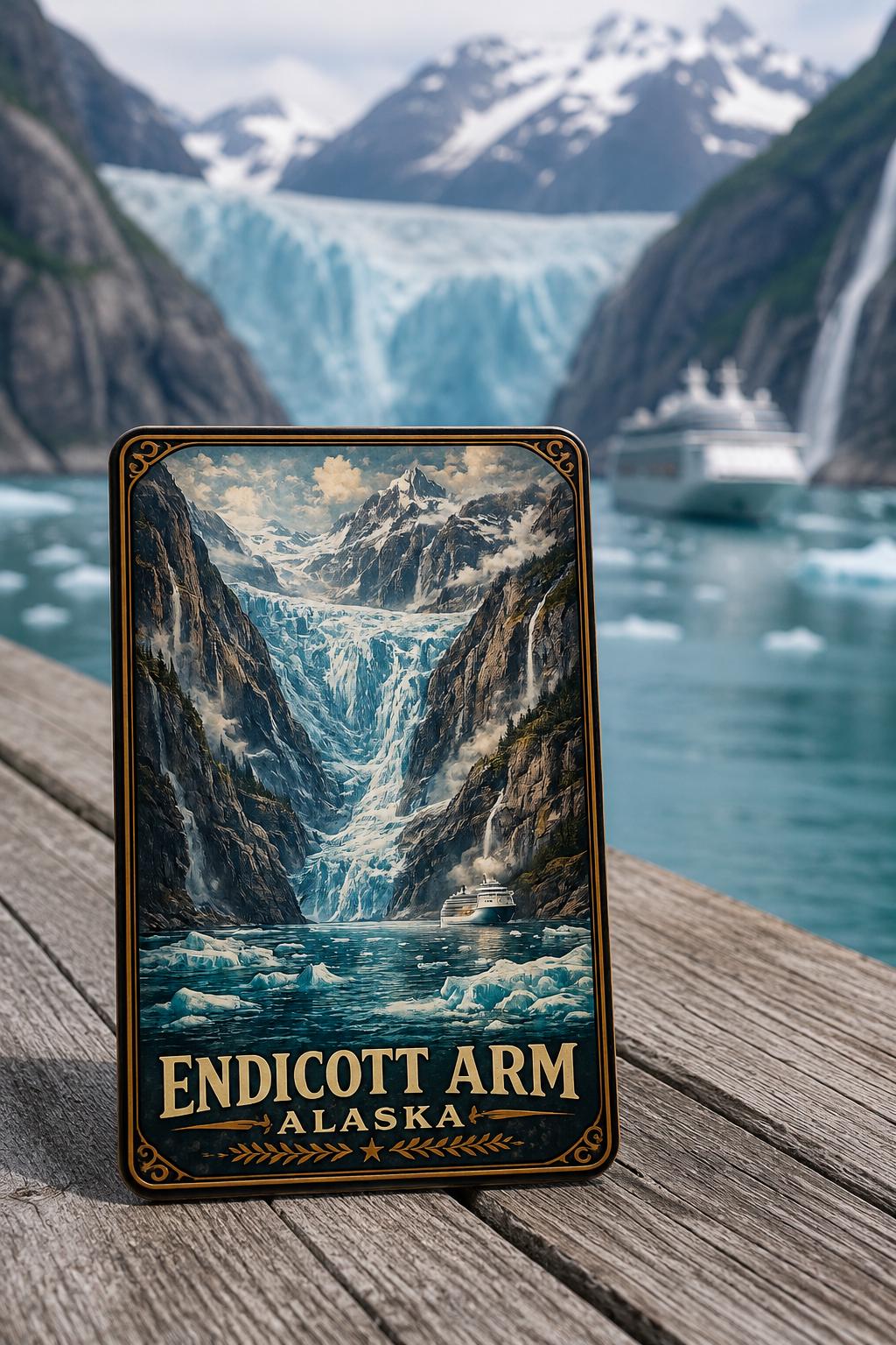 Endicott Arm Alaska Cruise Magnet, Vintage Travel Poster Magnet, Alaska Souvenir,Cruise Ship Door Magnet, Endicott Glacier, WPA Style Magnet