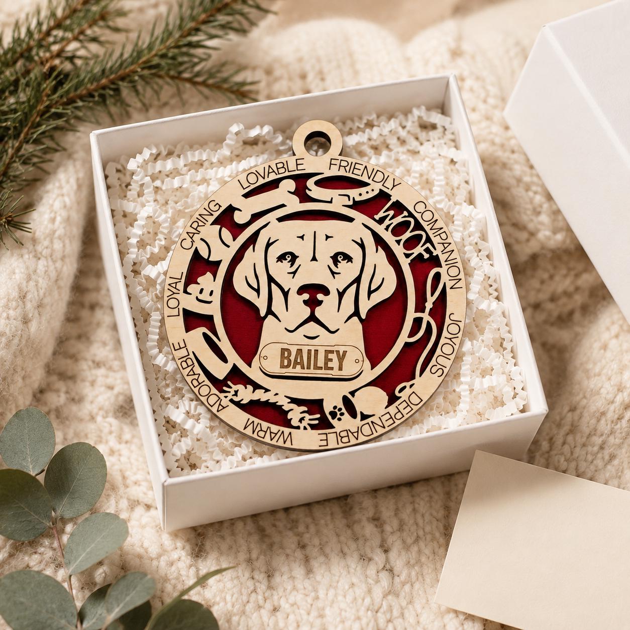 Personalized Labrador Ornament, Custom Dog Christmas Ornament, Lab Name Ornament, Dog Lover Gift, Pet Ornament, Labrador Retriever Gift