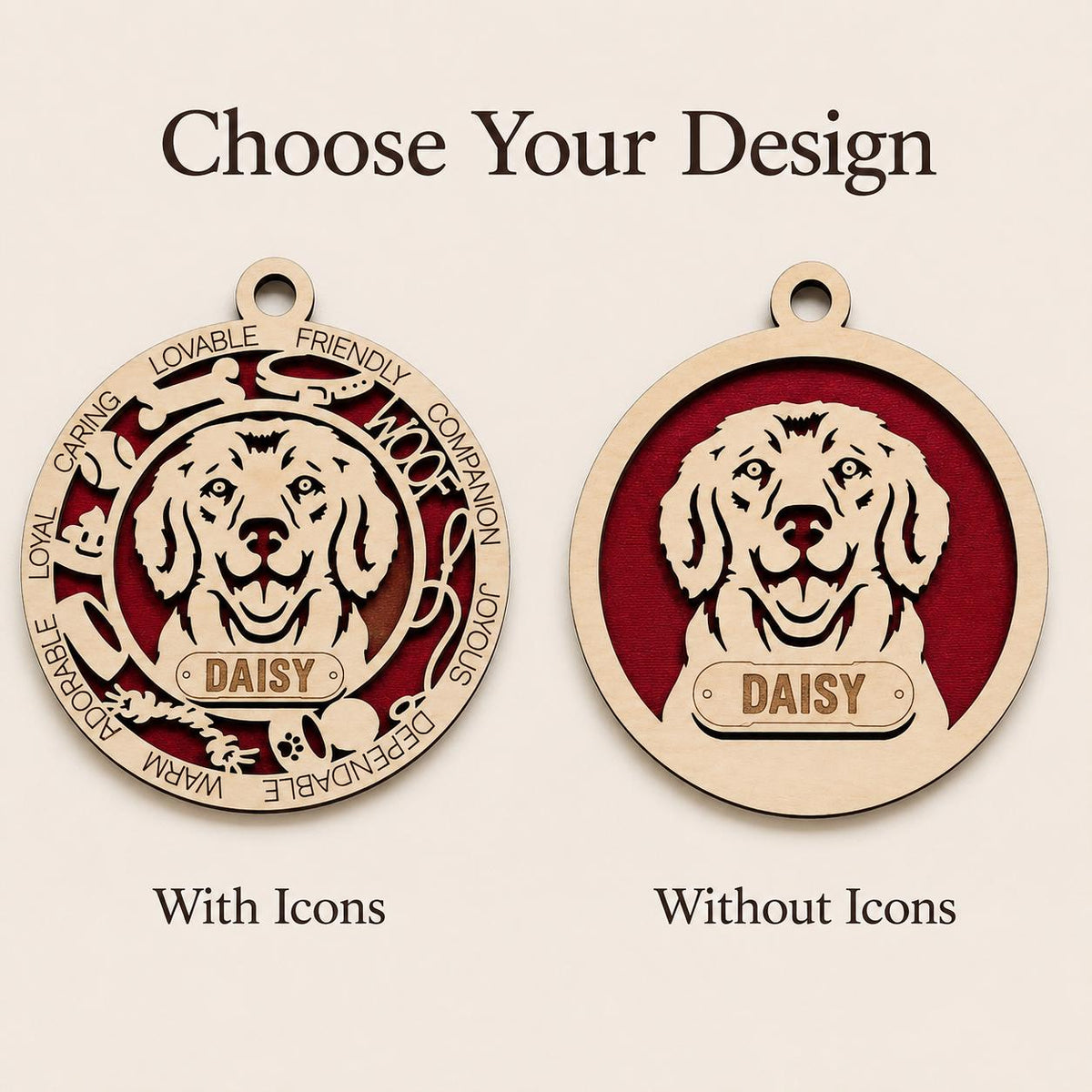 Personalized Golden Retriever Ornament, Custom Dog Christmas Ornament, Golden Retriever Name Ornament, Dog Lover Gift, Pet Ornament, Golden
