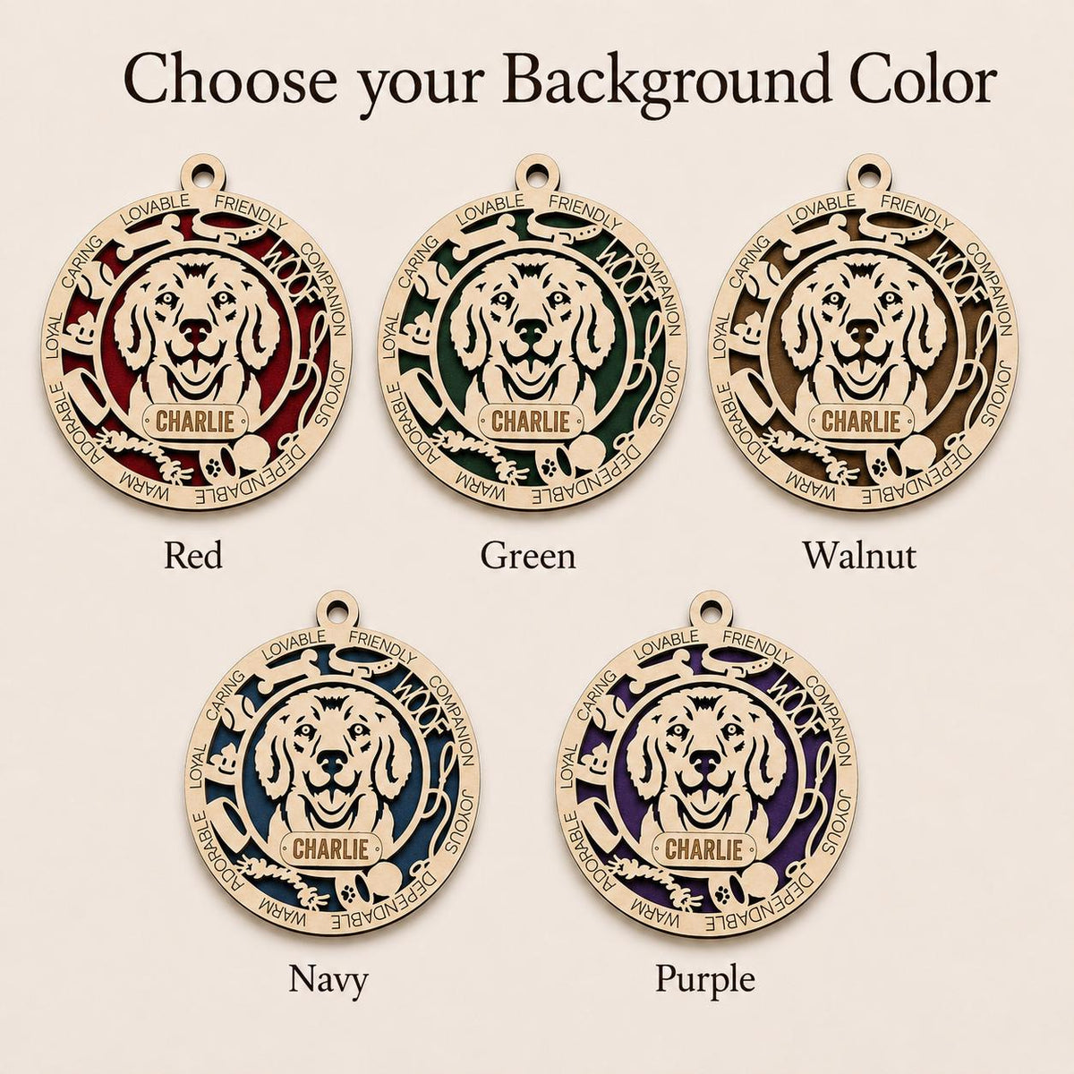 Personalized Golden Retriever Ornament, Custom Dog Christmas Ornament, Golden Retriever Name Ornament, Dog Lover Gift, Pet Ornament, Golden