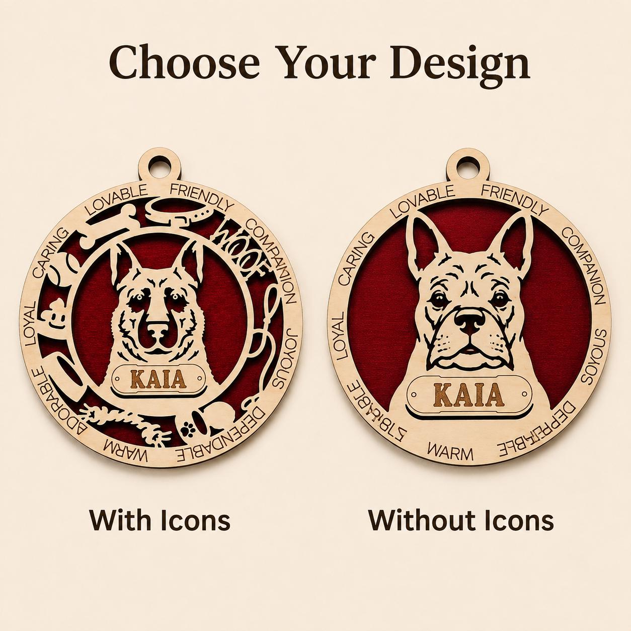 Personalized German Shepherd Ornament, Custom Dog Christmas Ornament, German Shepherd Name Ornament, Dog Lover Gift, Pet Ornament, GSD Gift