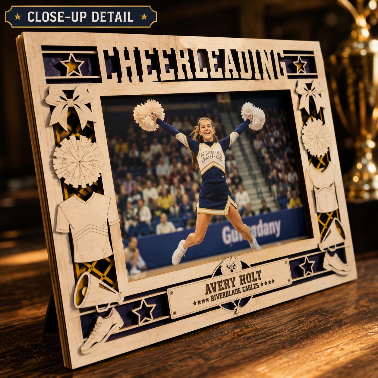 Personalized Cheerleading Picture Frame, Custom Wood Cheer Gift, Cheerleader Frame, Cheer Coach Gift, Cheer Team Gift, Senior Night Gift