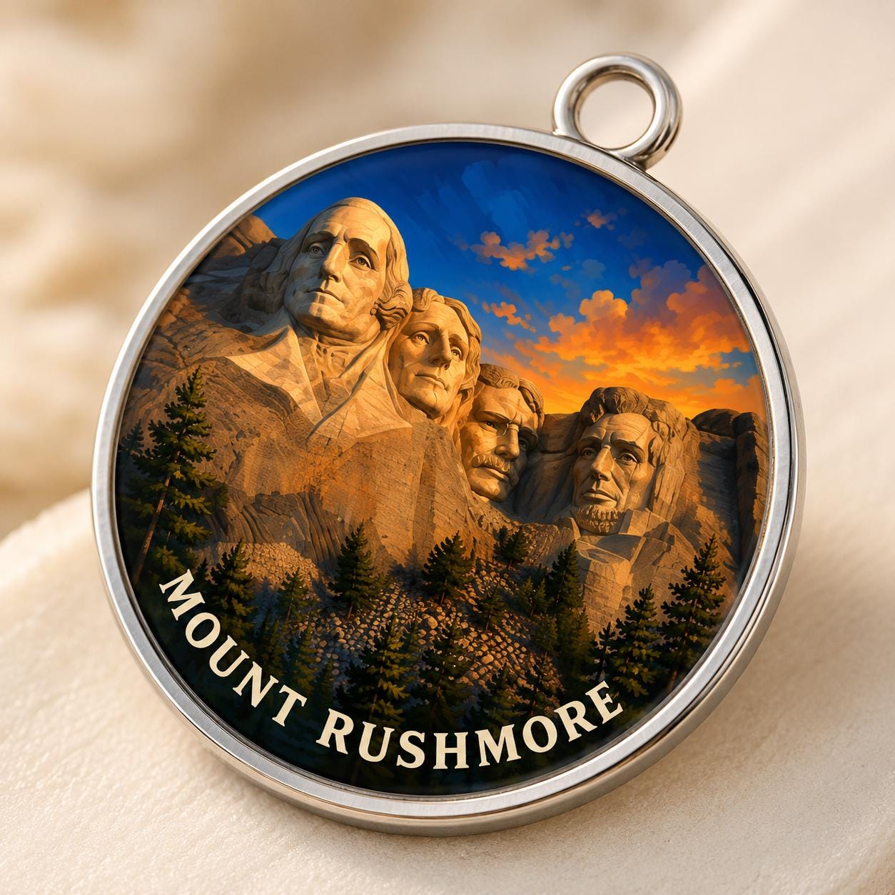 Mount Rushmore Keychain, National Memorial Charm Keychain, Personalized Engraved Gift, South Dakota Souvenir, Adventure Travel Gift